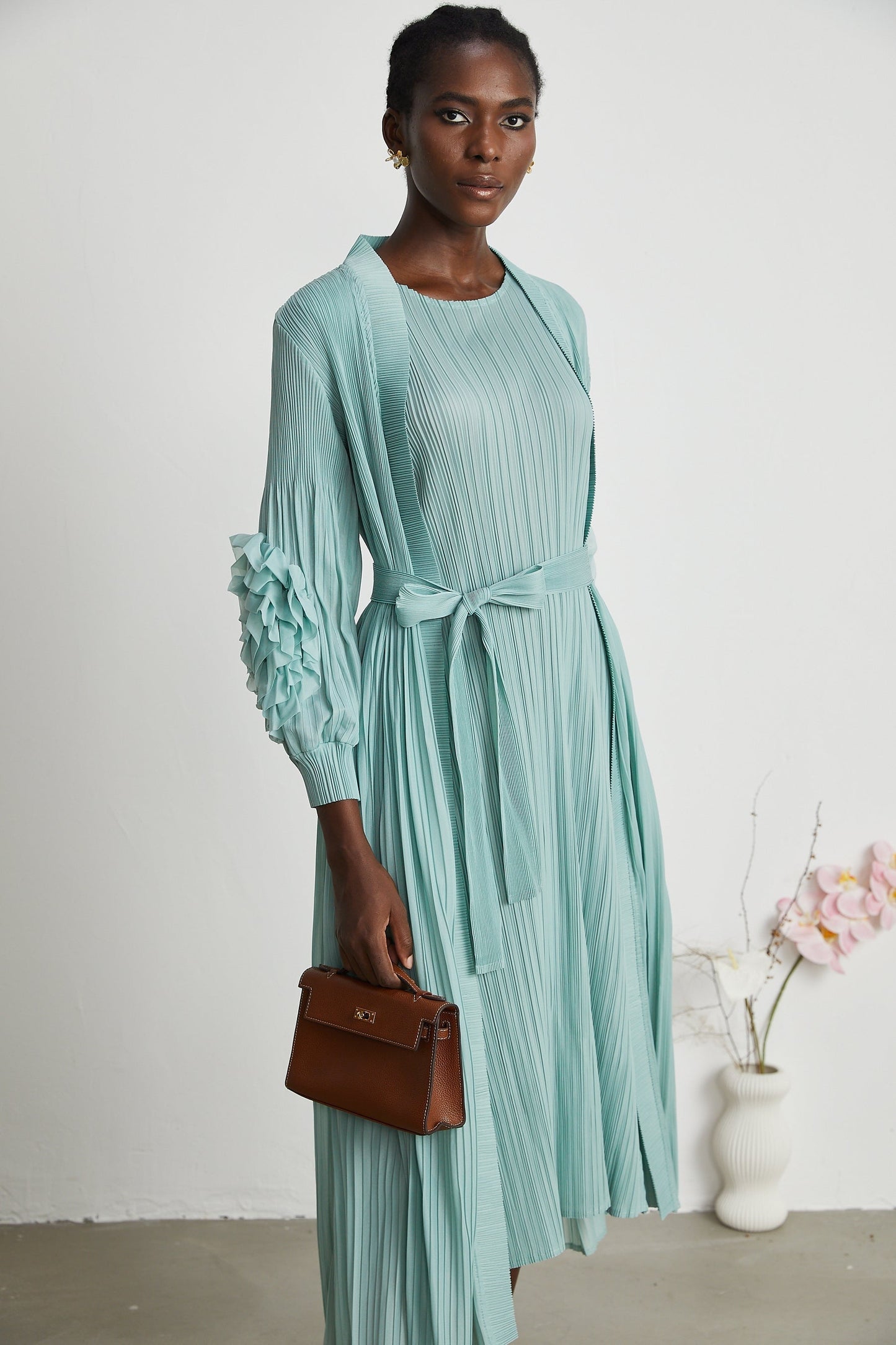 Éloïse fauxflower knitted dress coat matching set