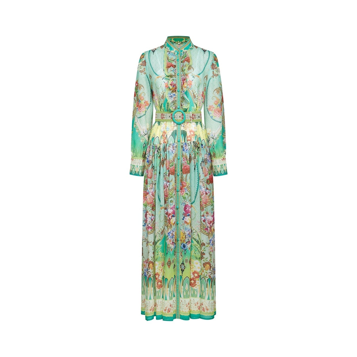 Juliette floralprint flouncehem midi dress