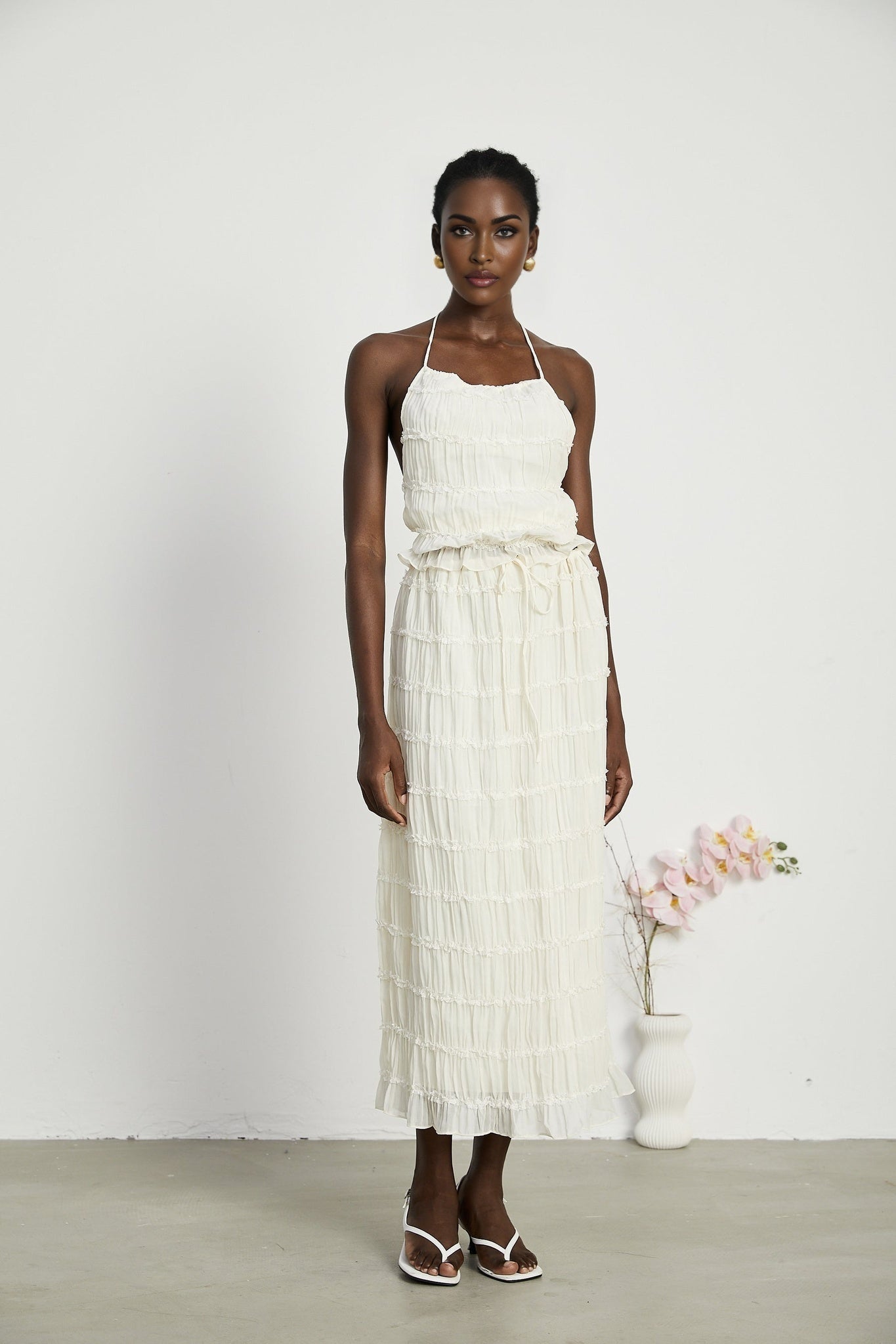 Alyssa pleated top skirt matching set