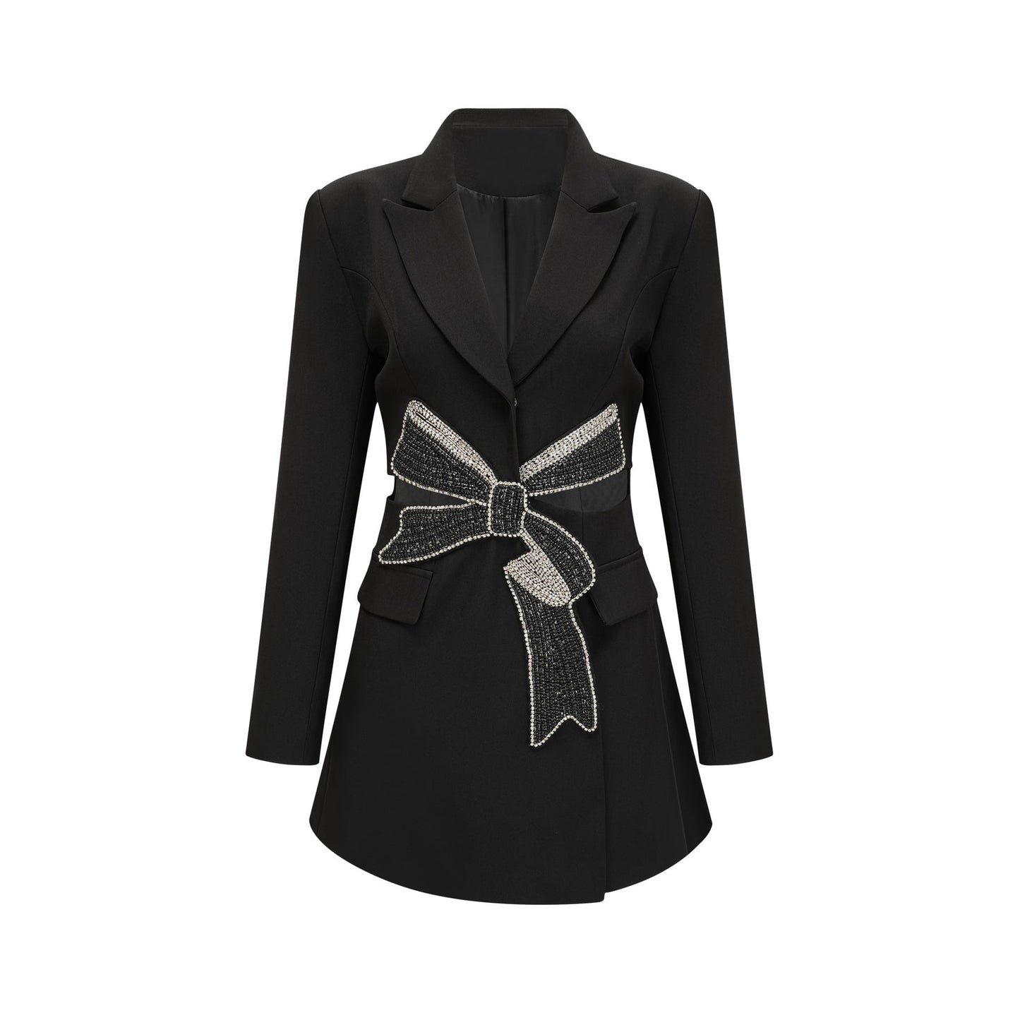 Justine black bowknot cutout blazer