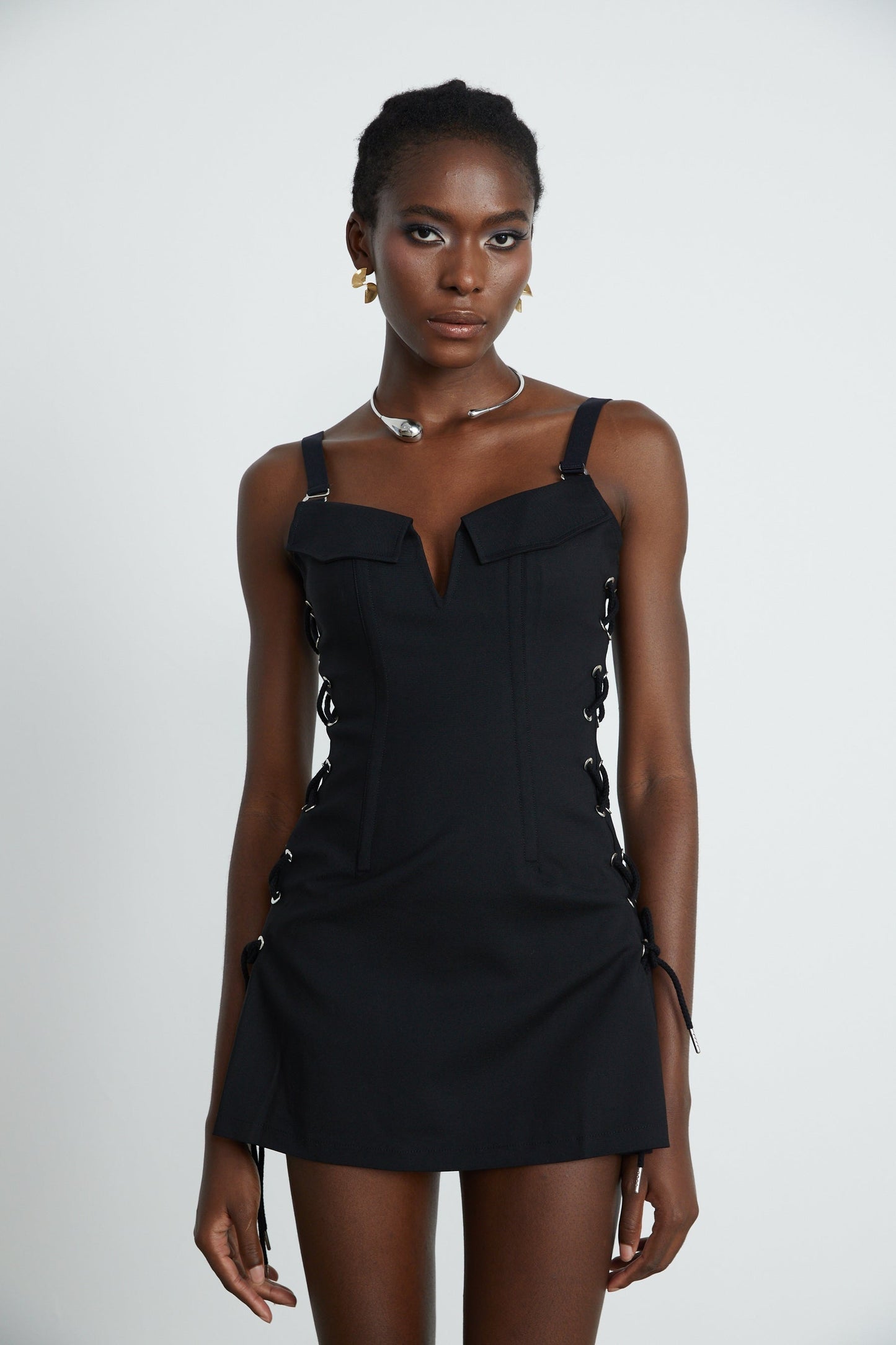 Jaina black hook eye pocket dress