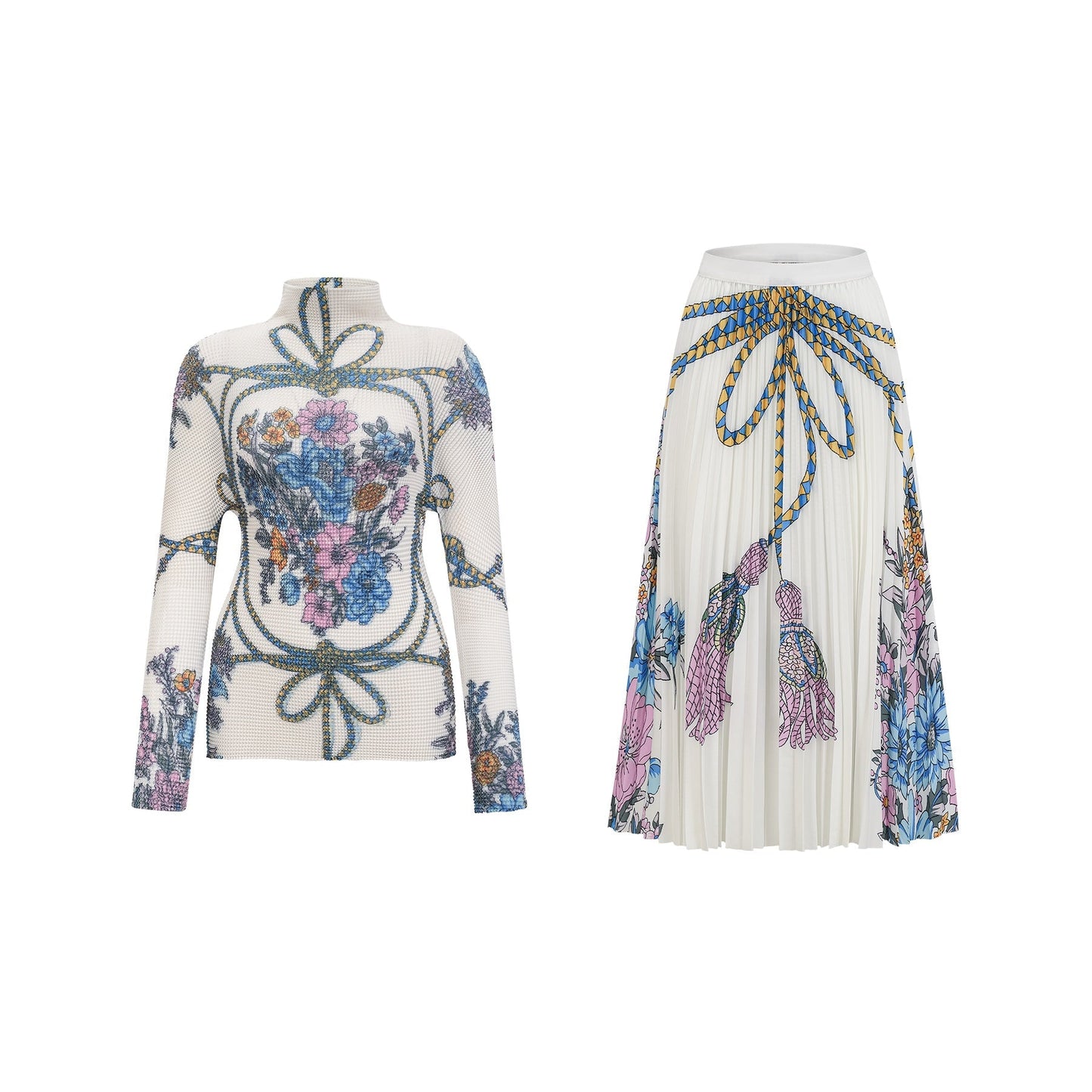 Huguette patternprint top skirt matching set
