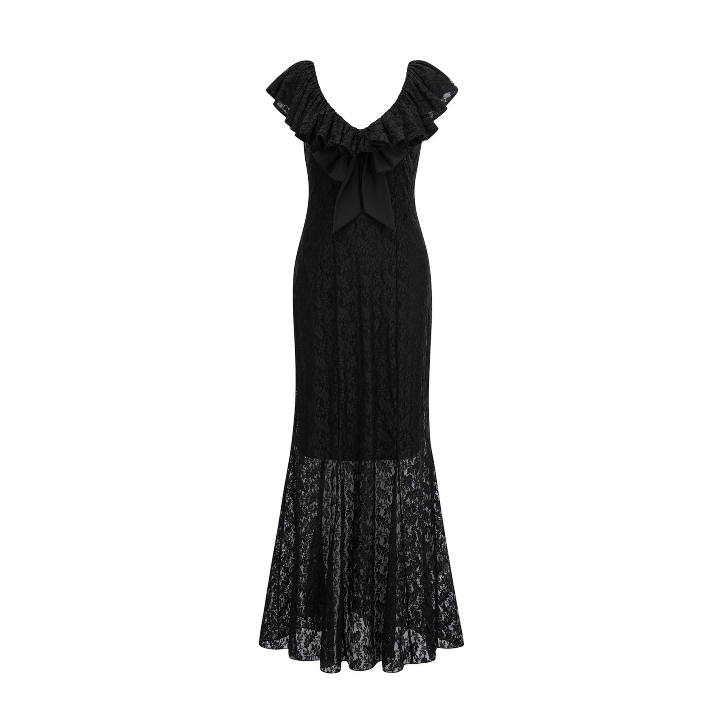 Roseline ruffledtrim florallace gown