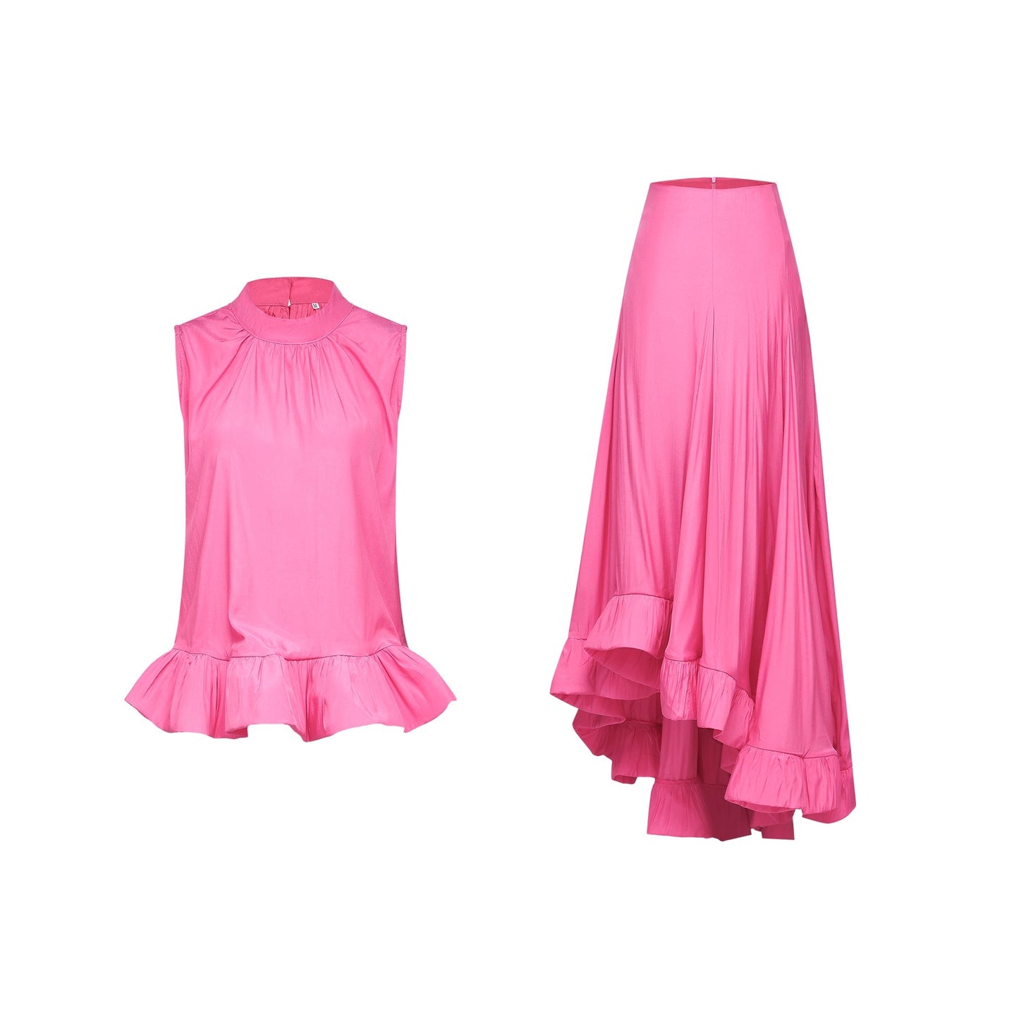 Mathilde pink ruffled top skirt matching set