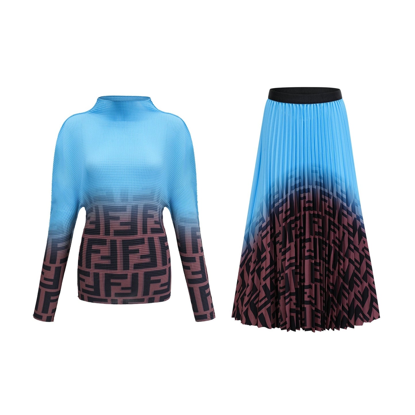 Désirée colorblock pleated top skirt matching set