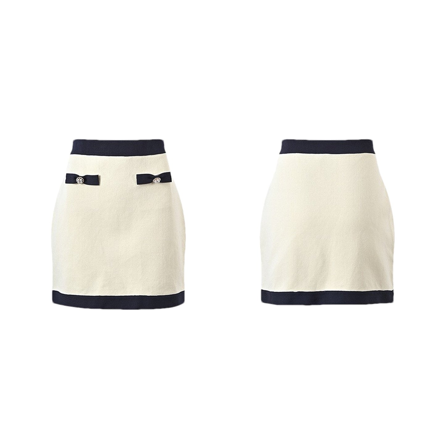 Émeline bowdetail knitted cardigan skirt matching set