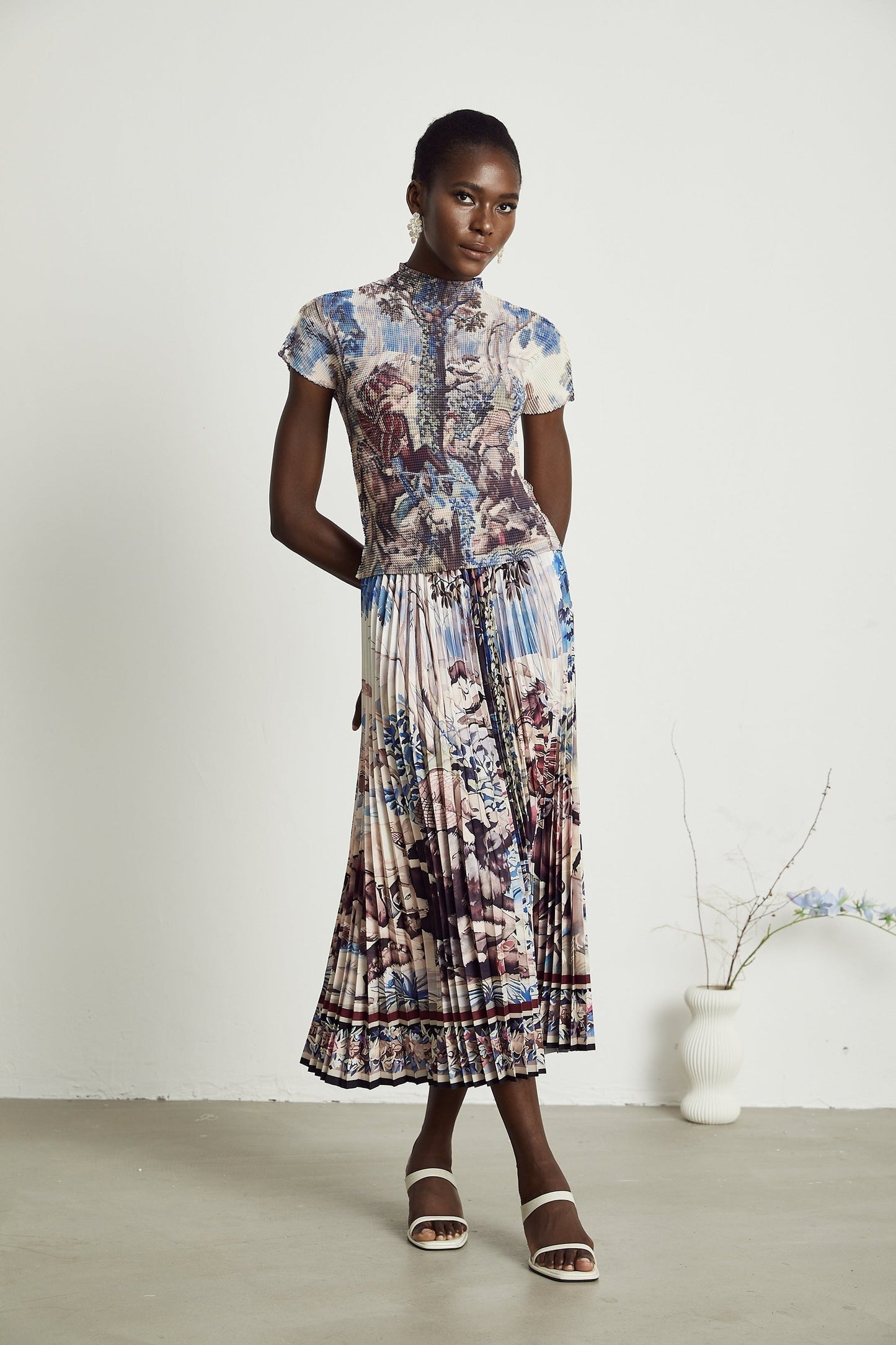 Blanche floralprint pleated top skirt matching set