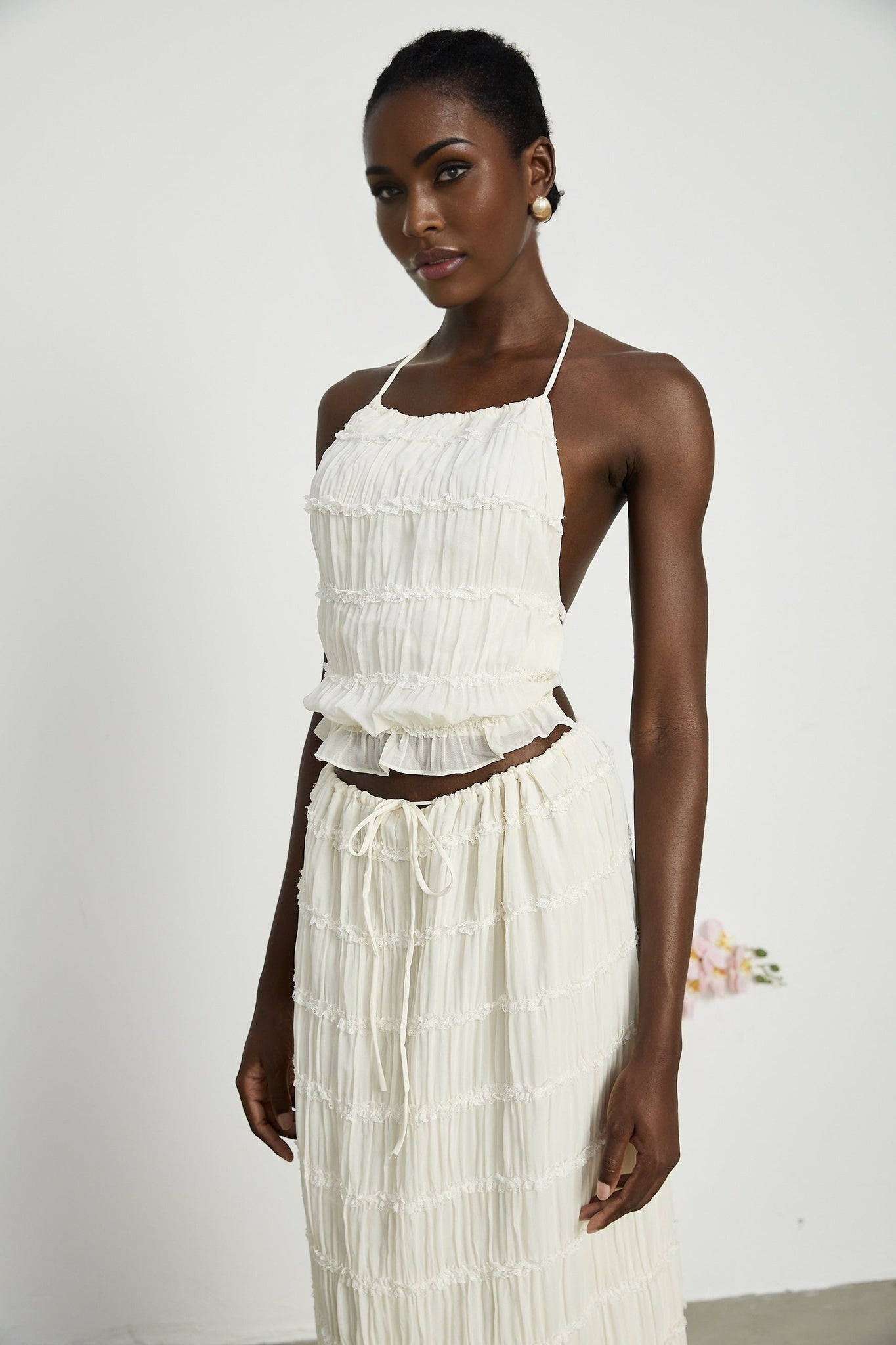 Alyssa pleated top skirt matching set