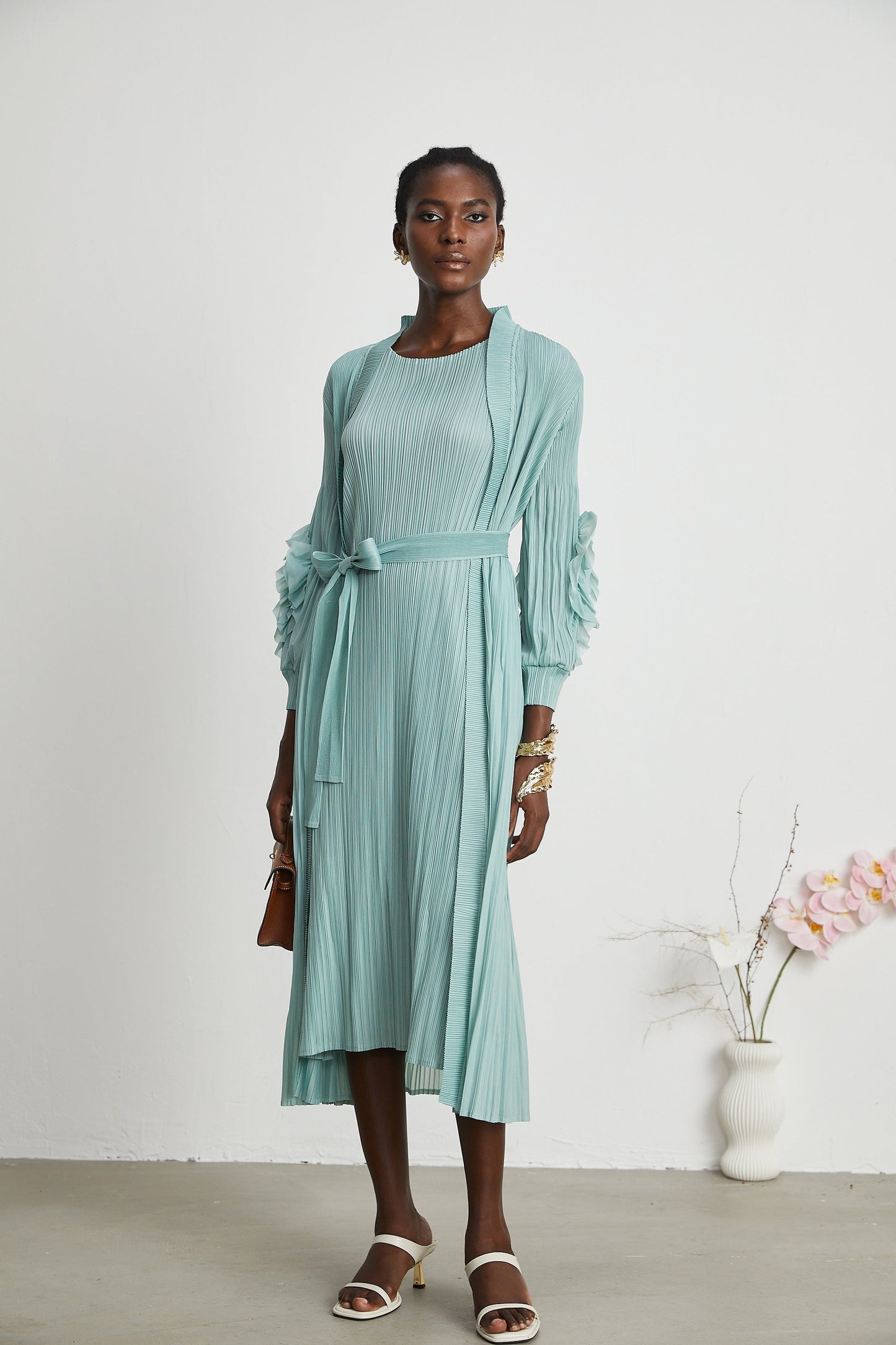 Éloïse fauxflower knitted dress coat matching set