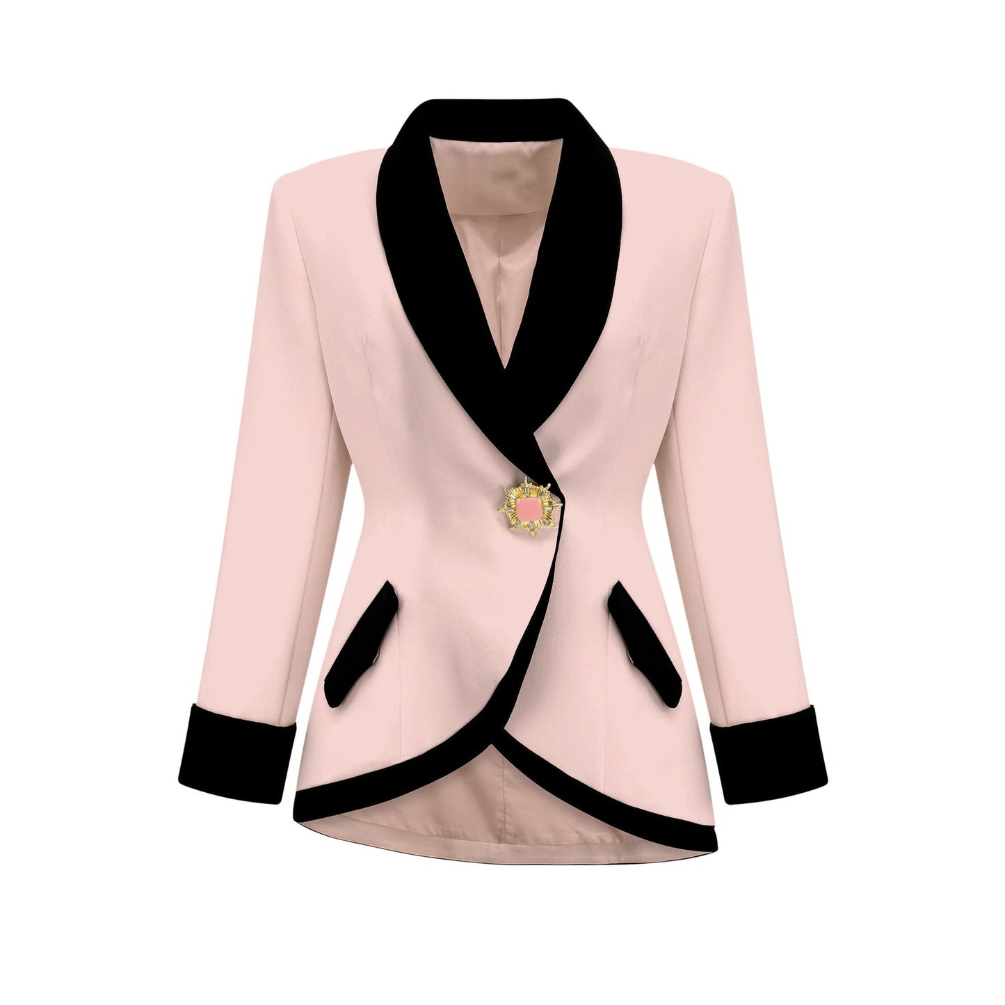 Vespera contrast colours jacket skirt matching set