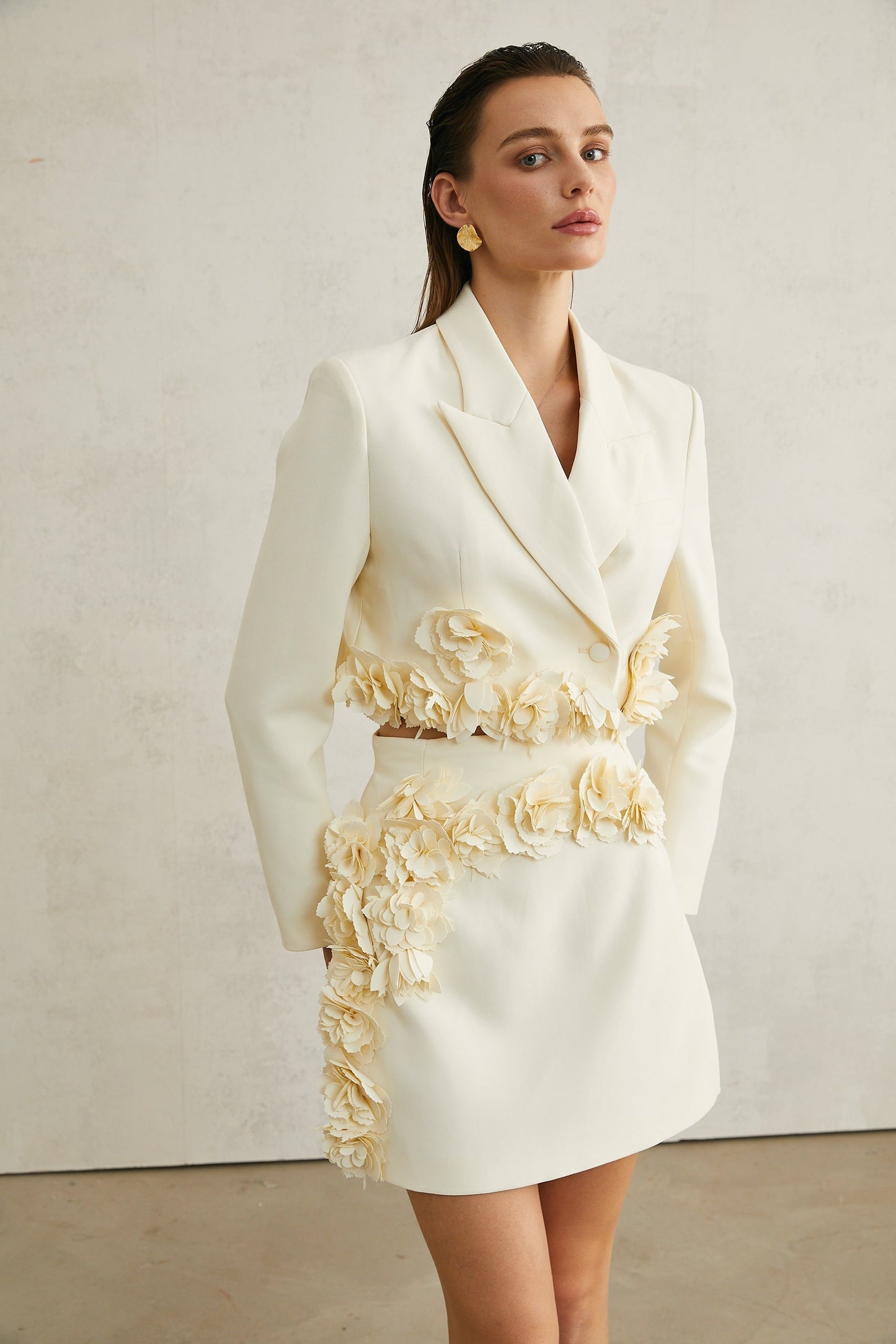 Vivien floralappliqué jacket skirt matching set