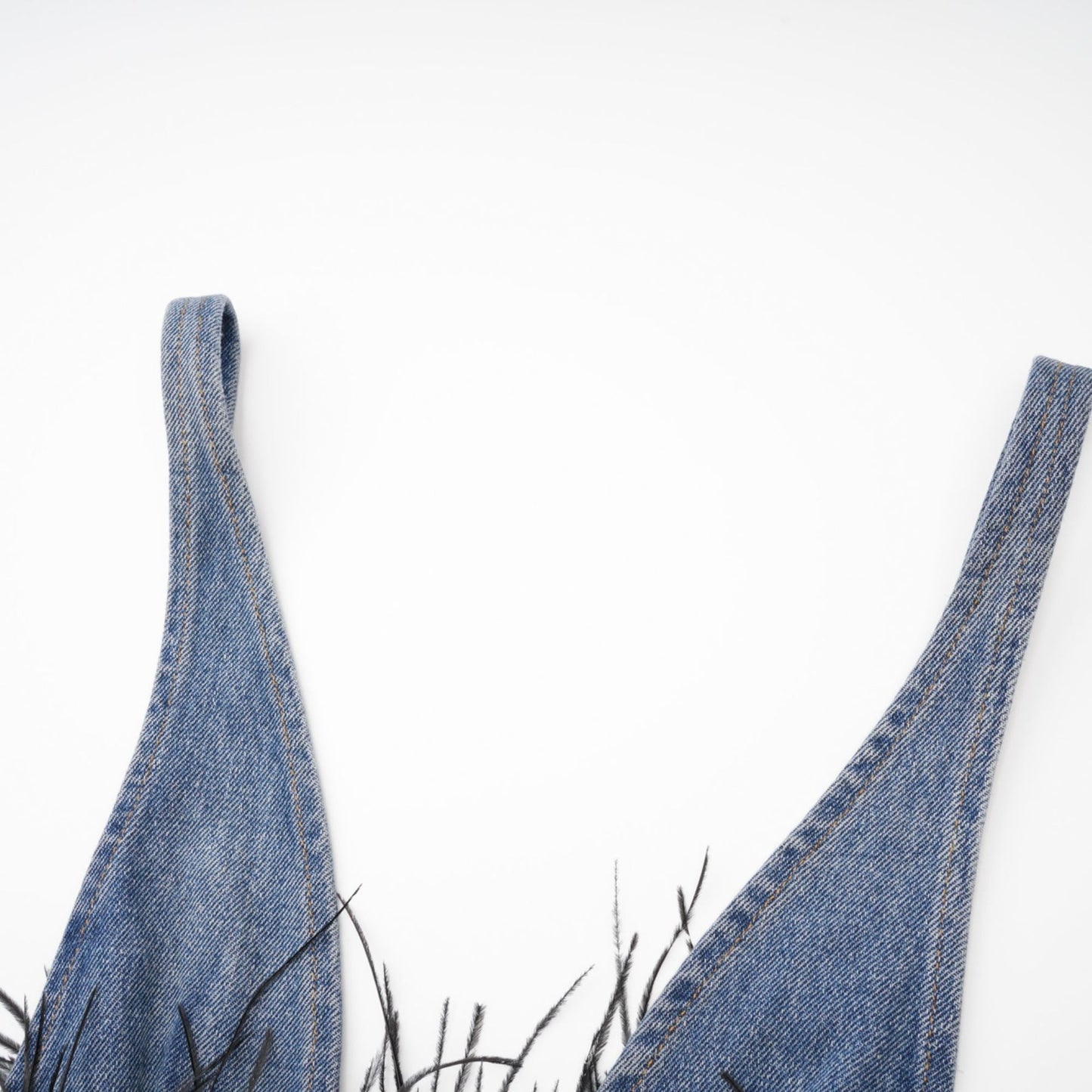 Milia feather denim top skirt matching set