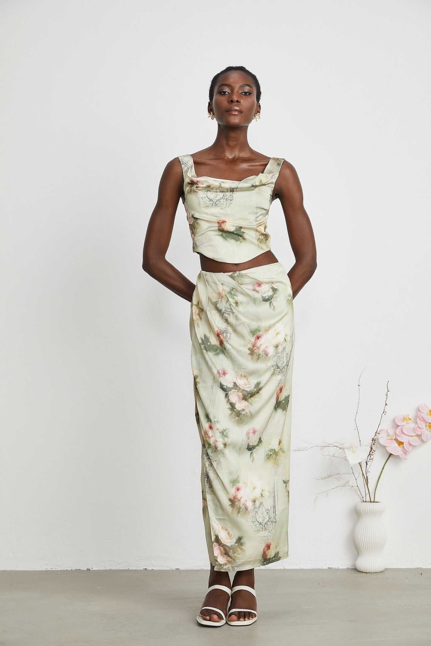 Viviane floralprint top skirt matching set