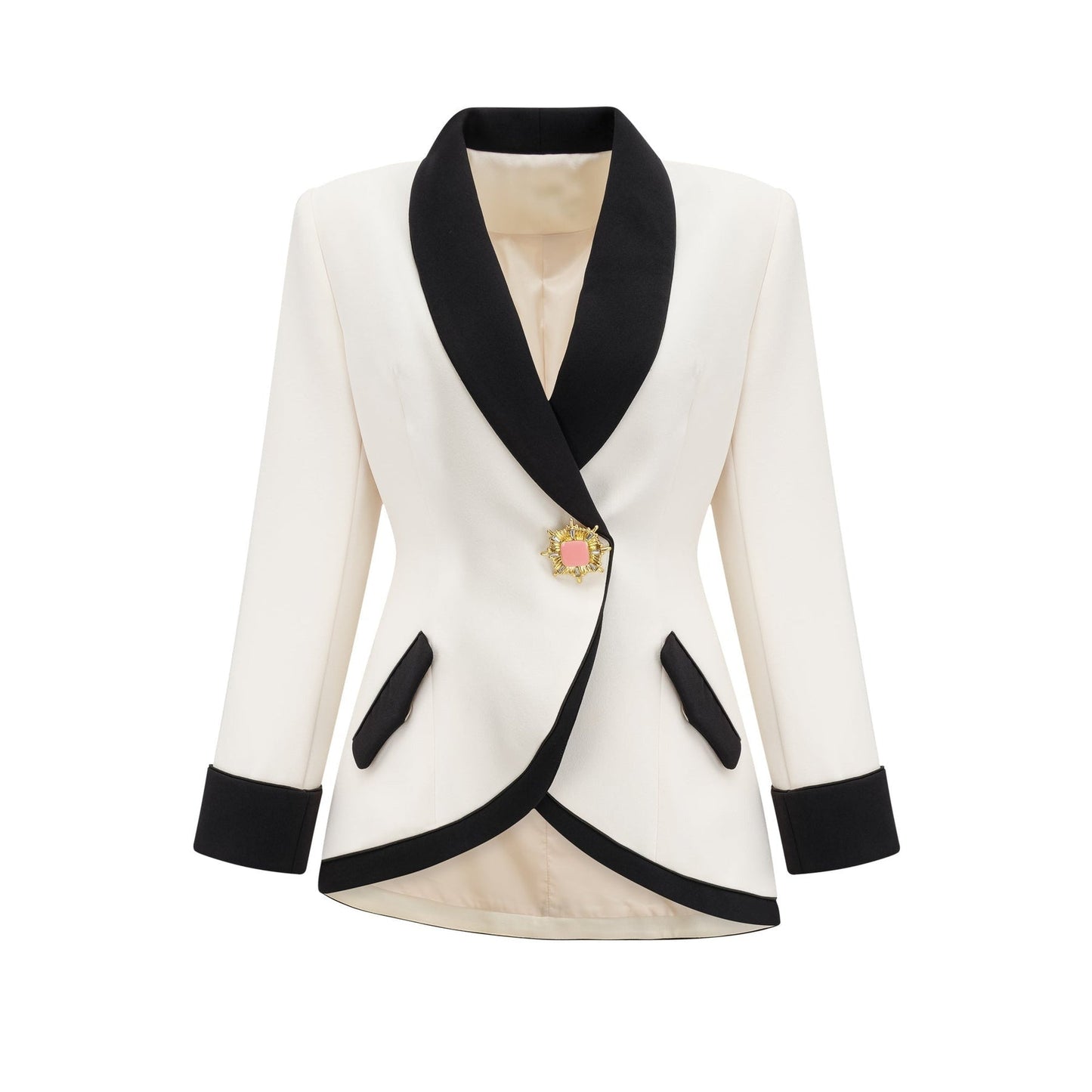 Vespera contrast colours jacket skirt matching set