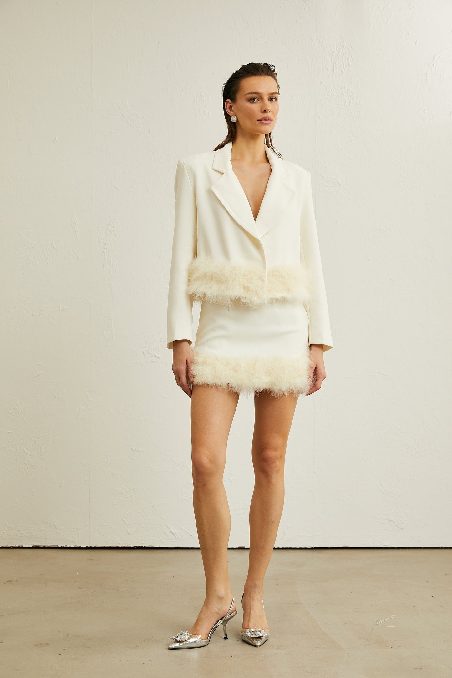 Valérie featherhem blazer skirt matching set