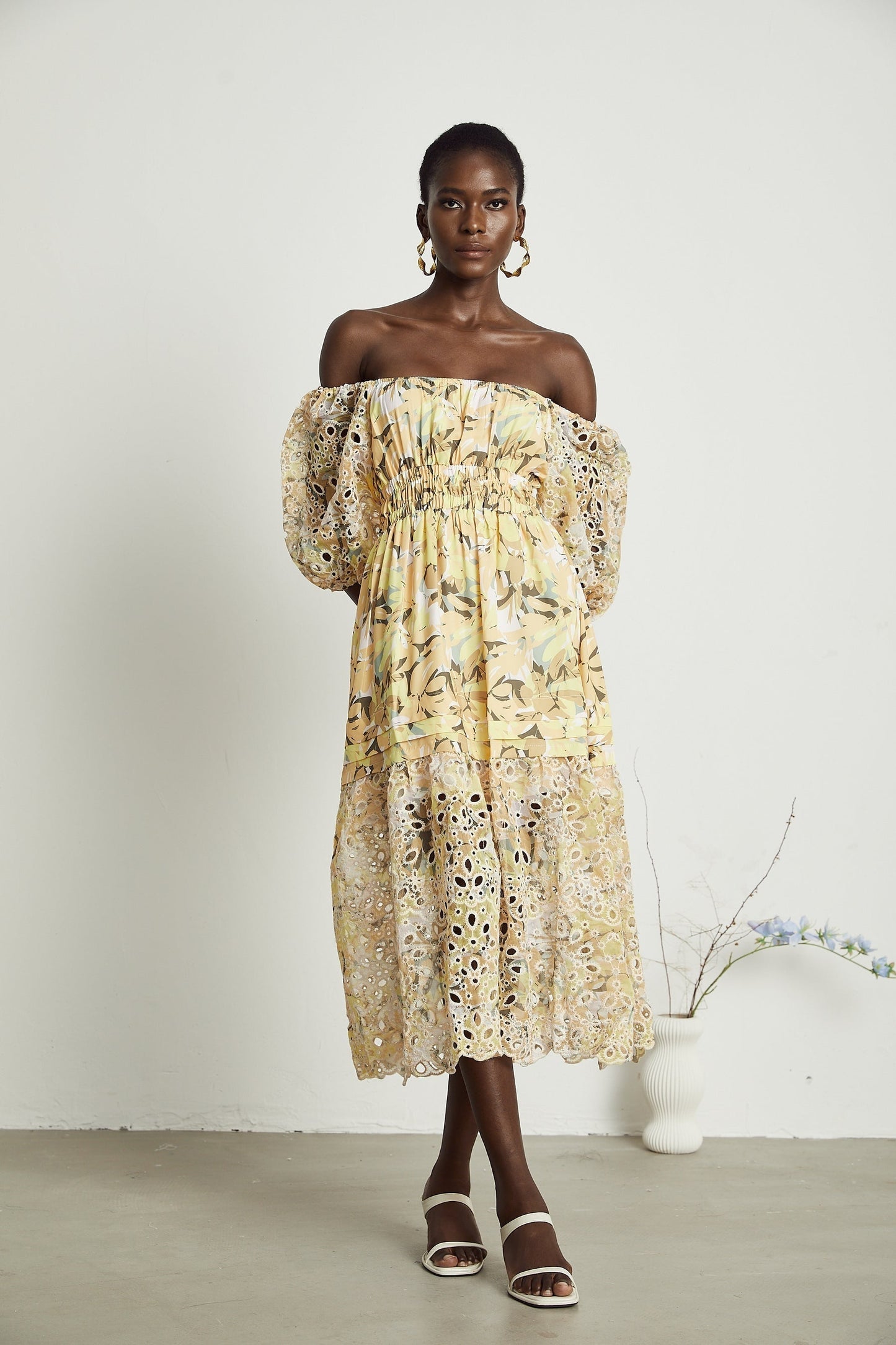 Clémence floralprint cutout midi dress