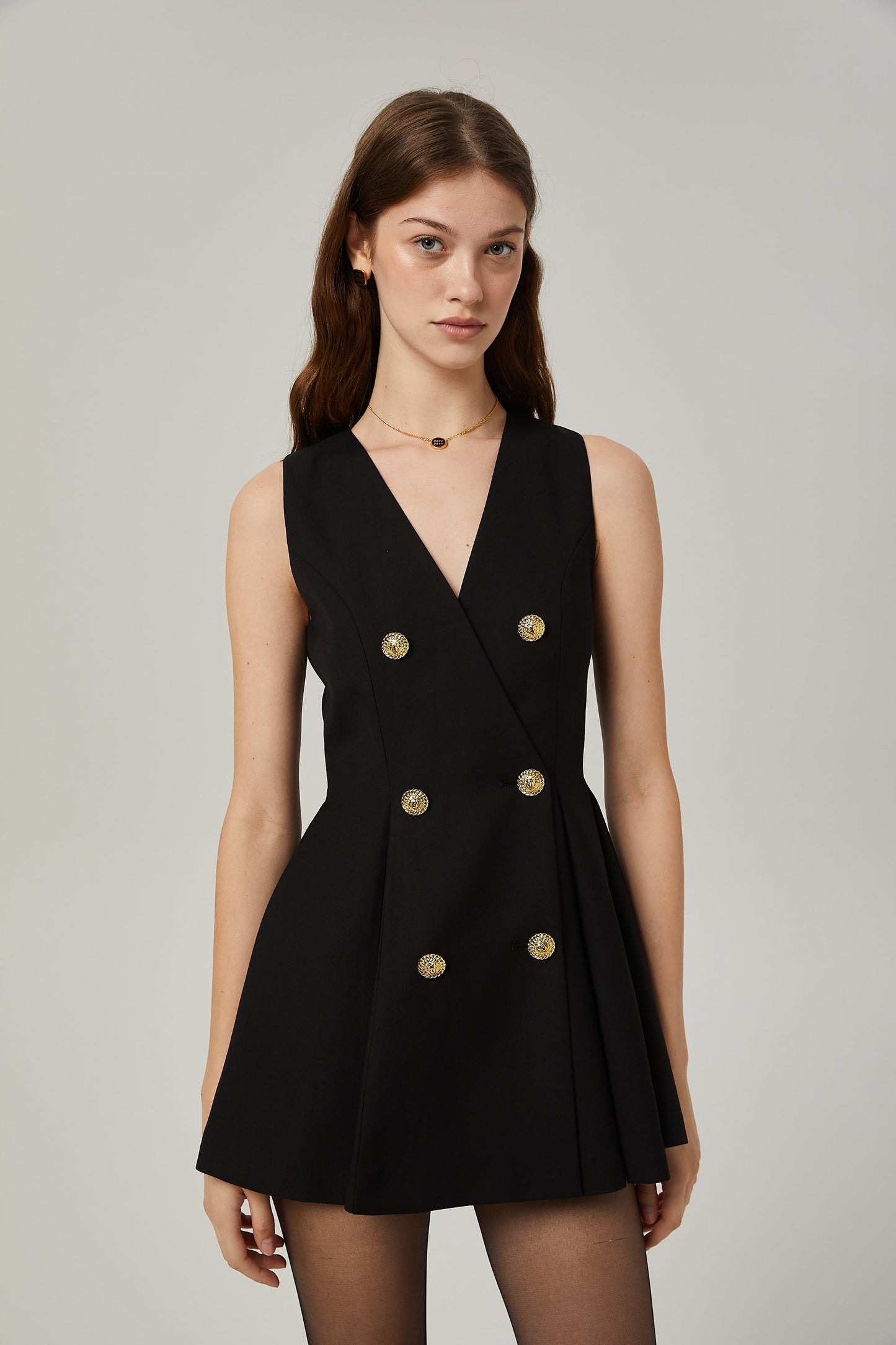 Amira doublebreasted flared mini dress