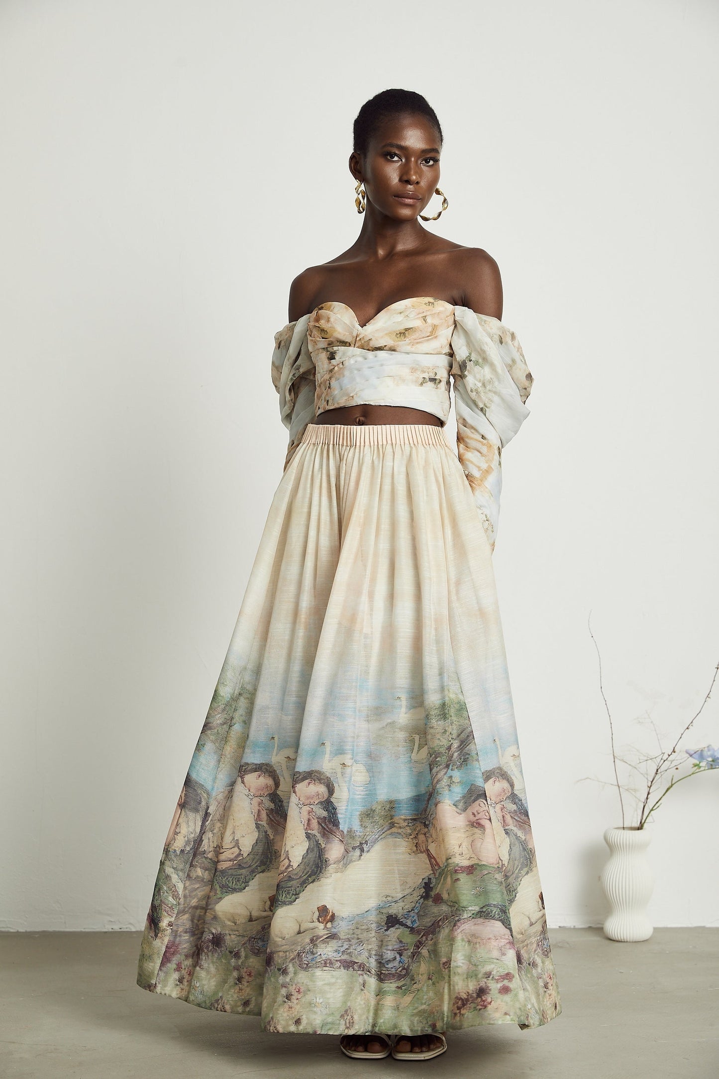 Émmanuelle patternprint top skirt matching set