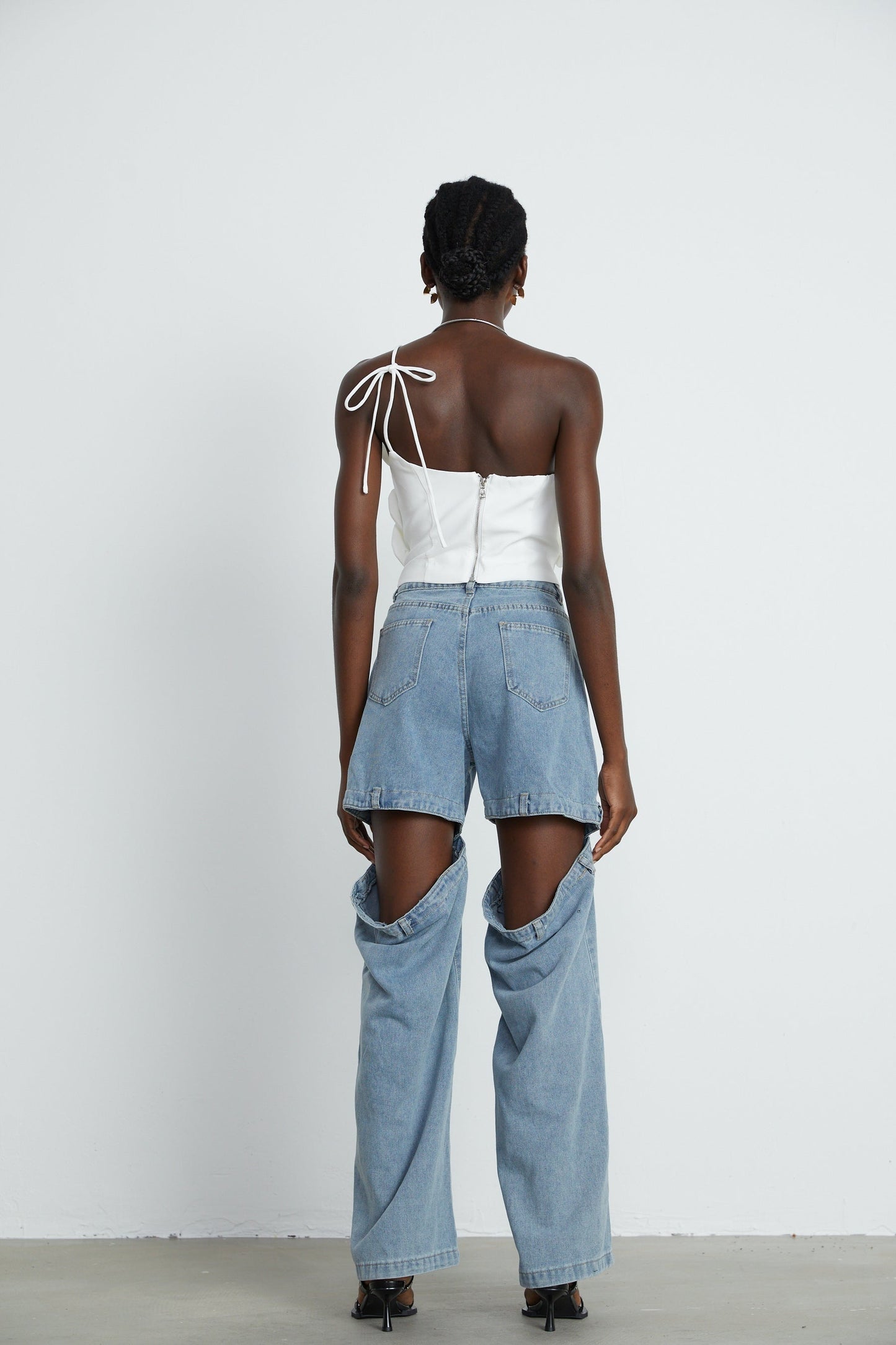 Priscille floralappliqué halterneck top
