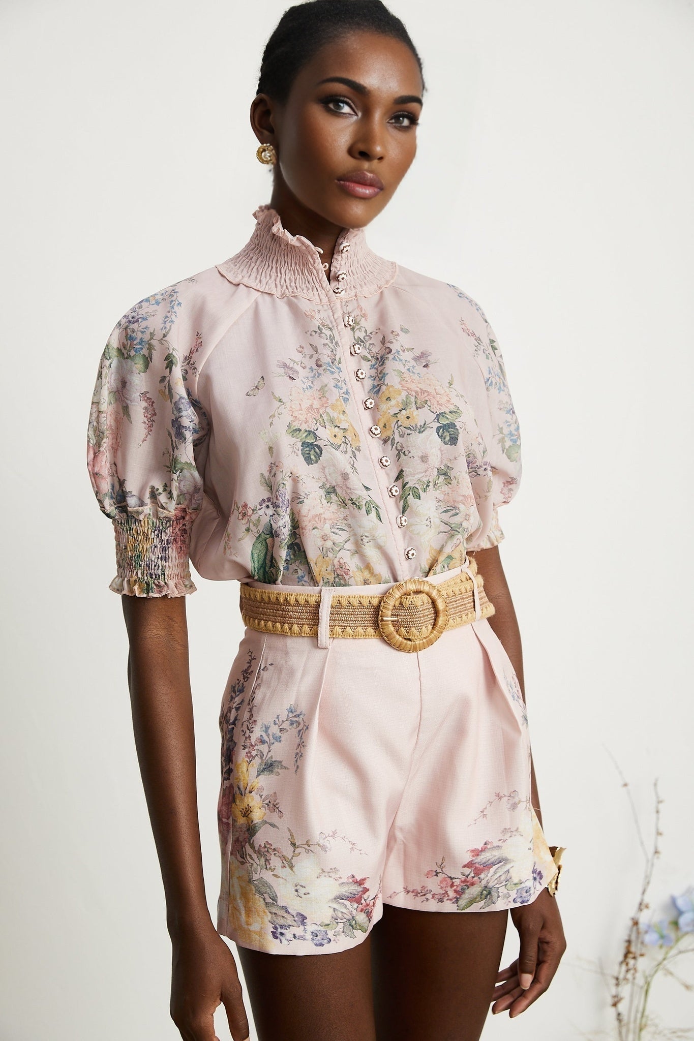 Janelle floralprint shirt shorts matching set