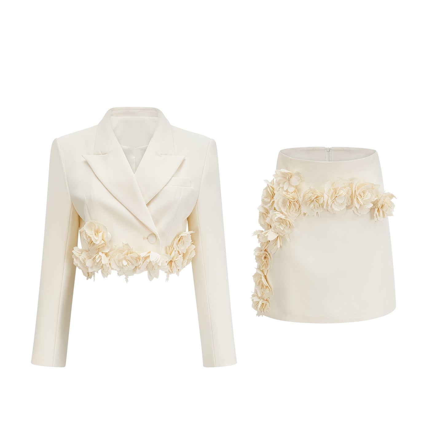 Vivien floralappliqué jacket skirt matching set