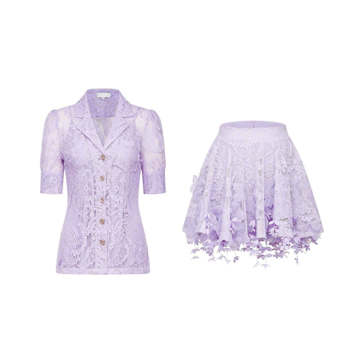 Lisette fauxfloral embellished top skirt matching set