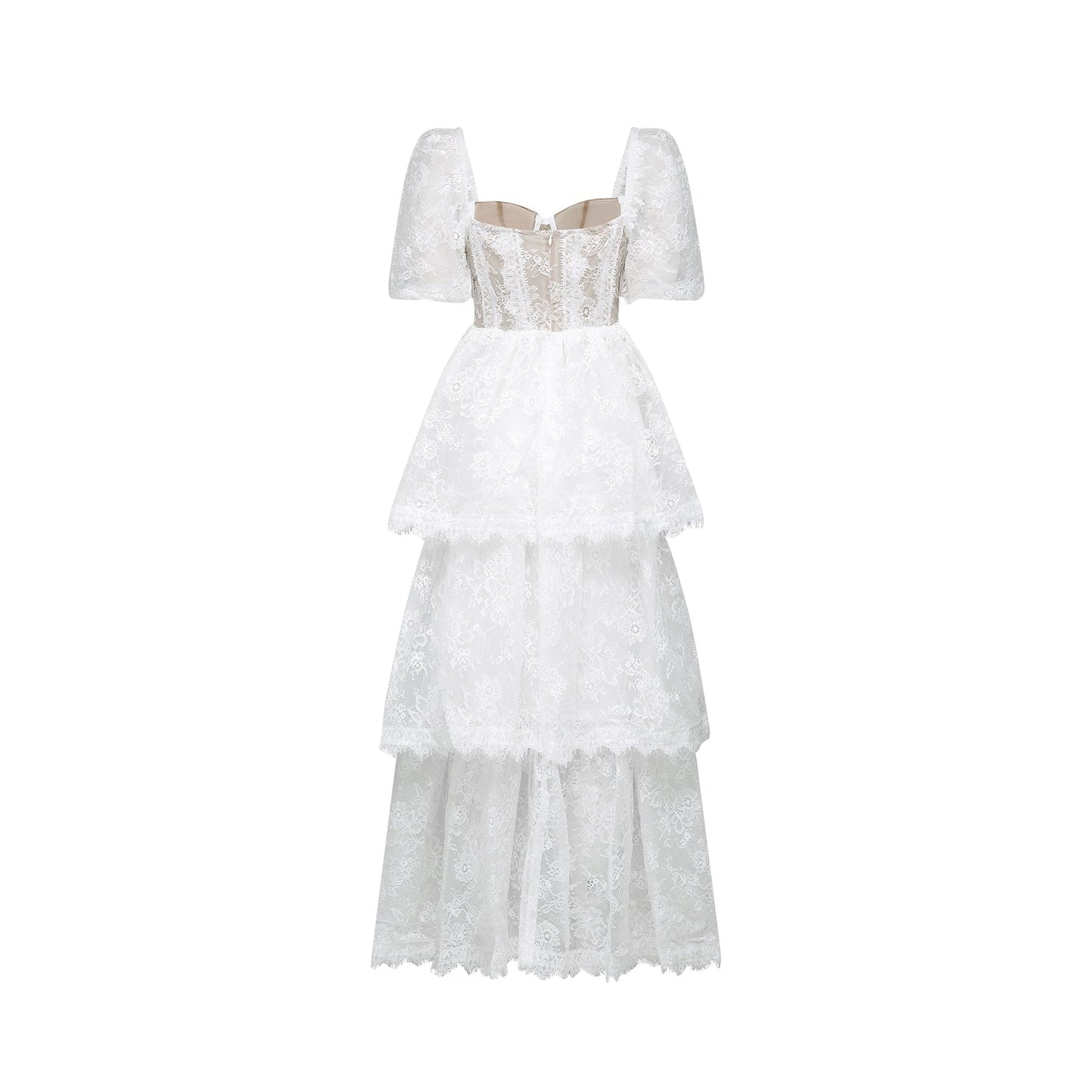 Mélisande white lace tiered maxi dress