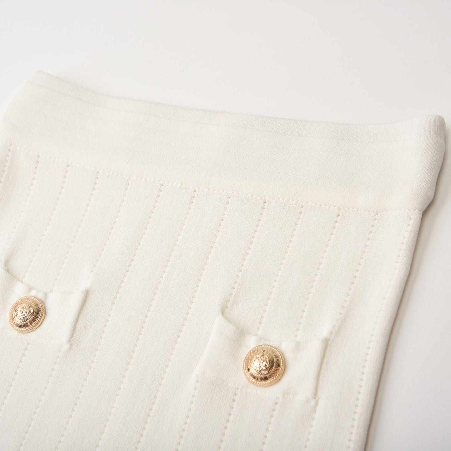 Button detailing knitted top skirt matching set