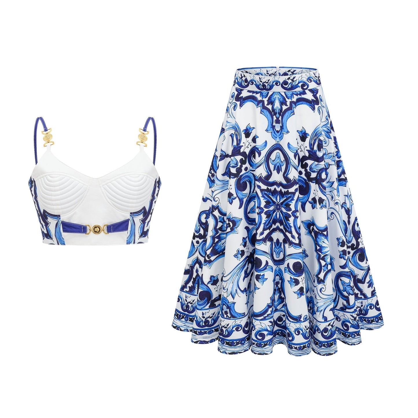 Allegra graphicprinted top skirt matching set
