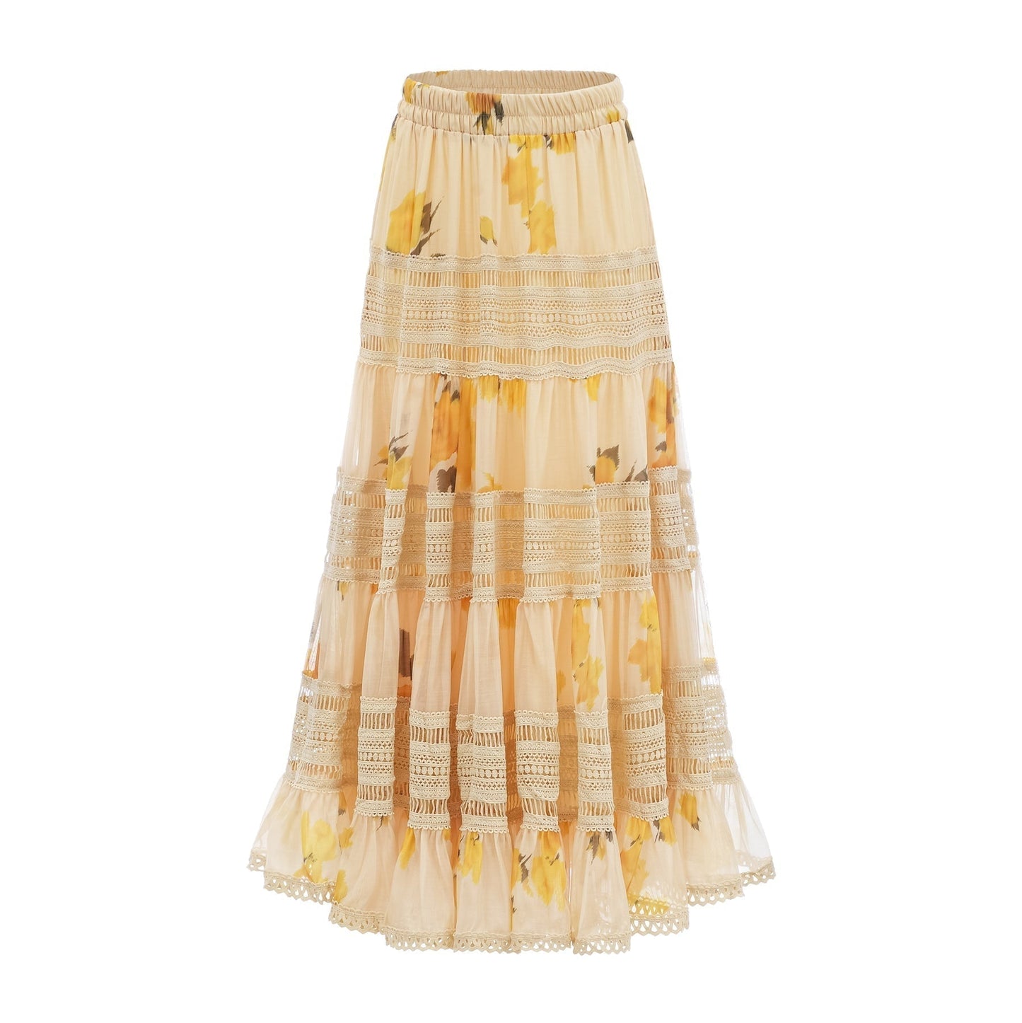 Éva yellow floralprint blouse skirt matching set