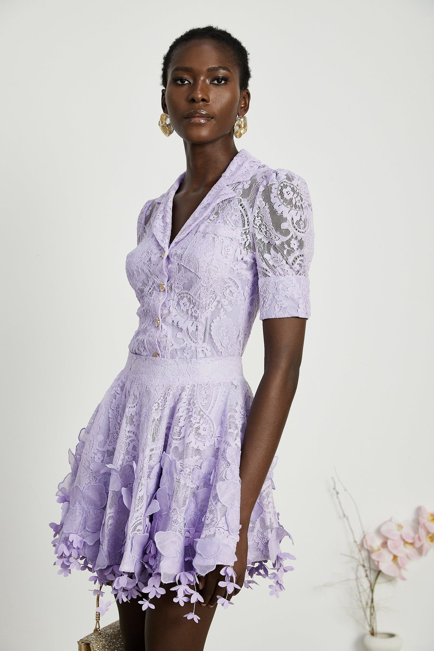 Lisette fauxfloral embellished top skirt matching set