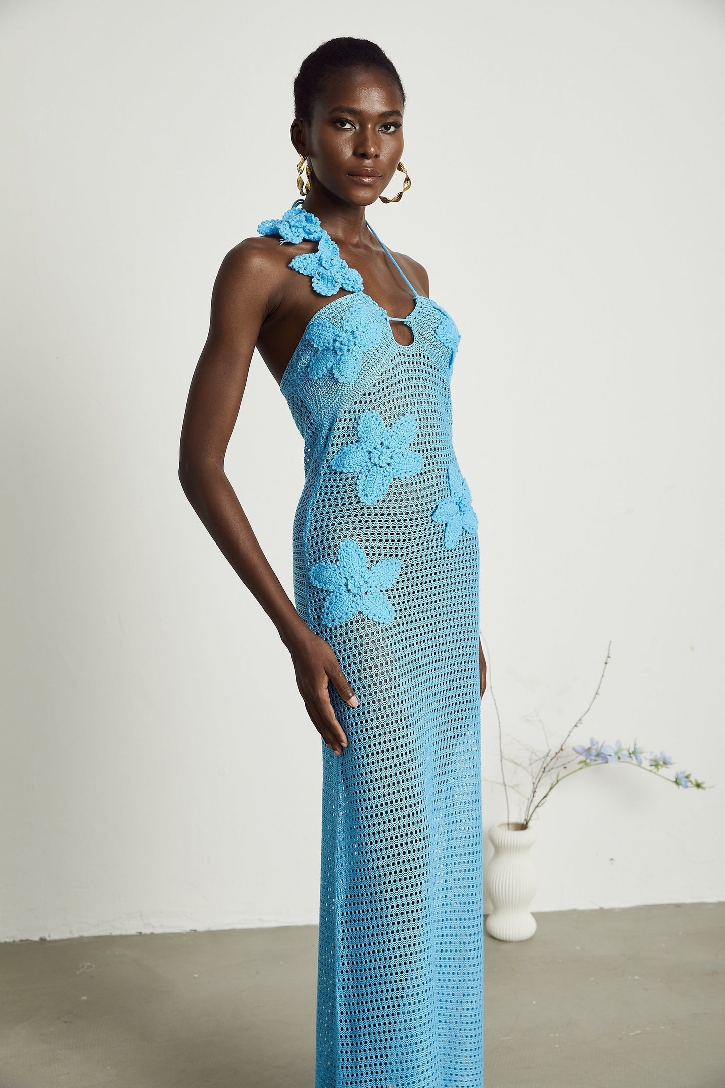 Diane crochet fauxflower embellished maxi dress