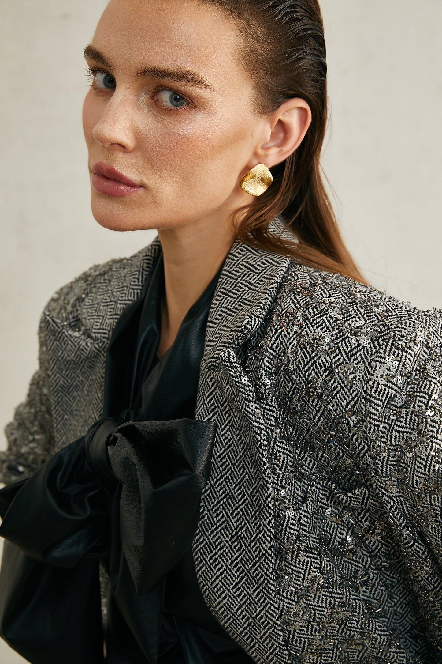 Solène herringboneprint blazer
