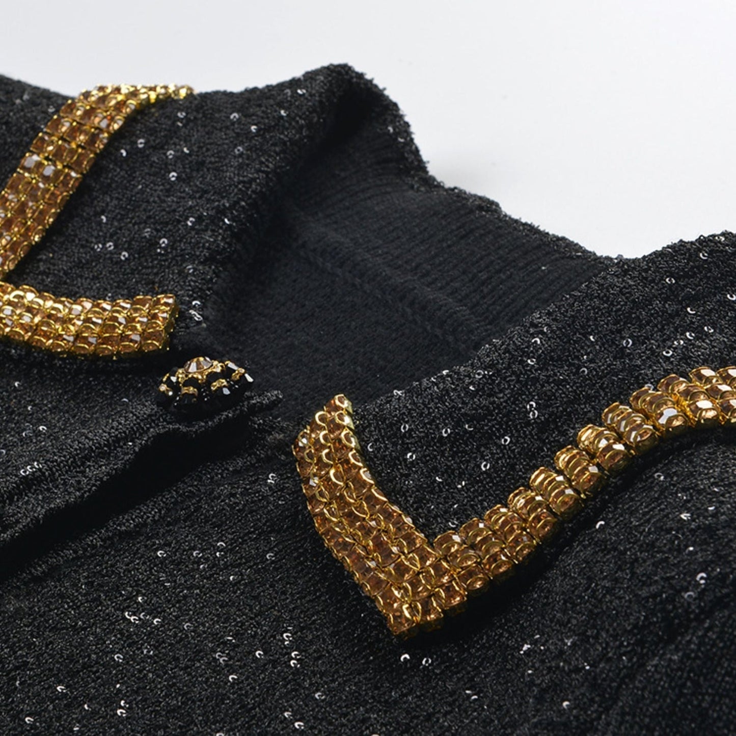 Blandine black sequin jacket skirt matching set