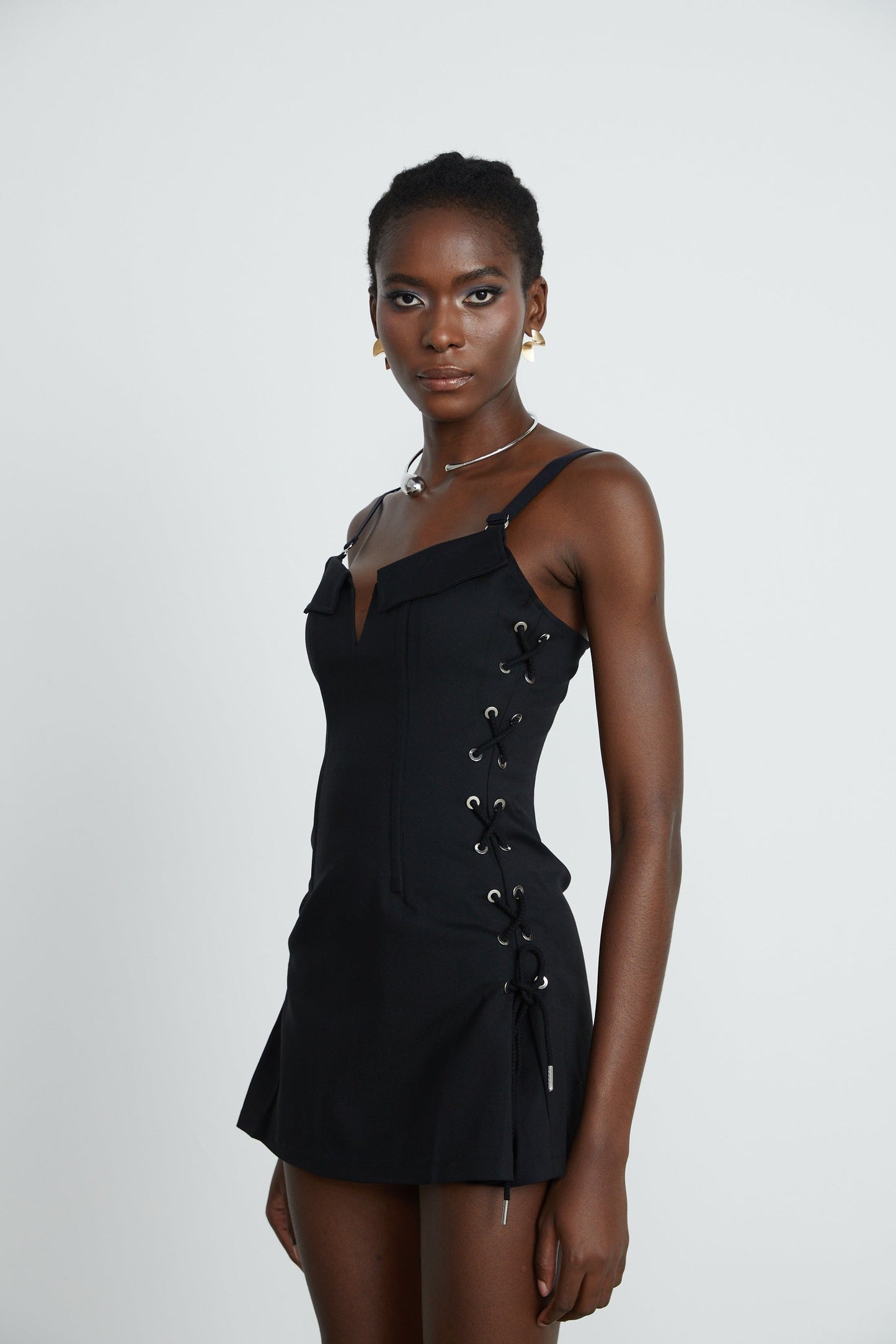 Jaina black hook eye pocket dress