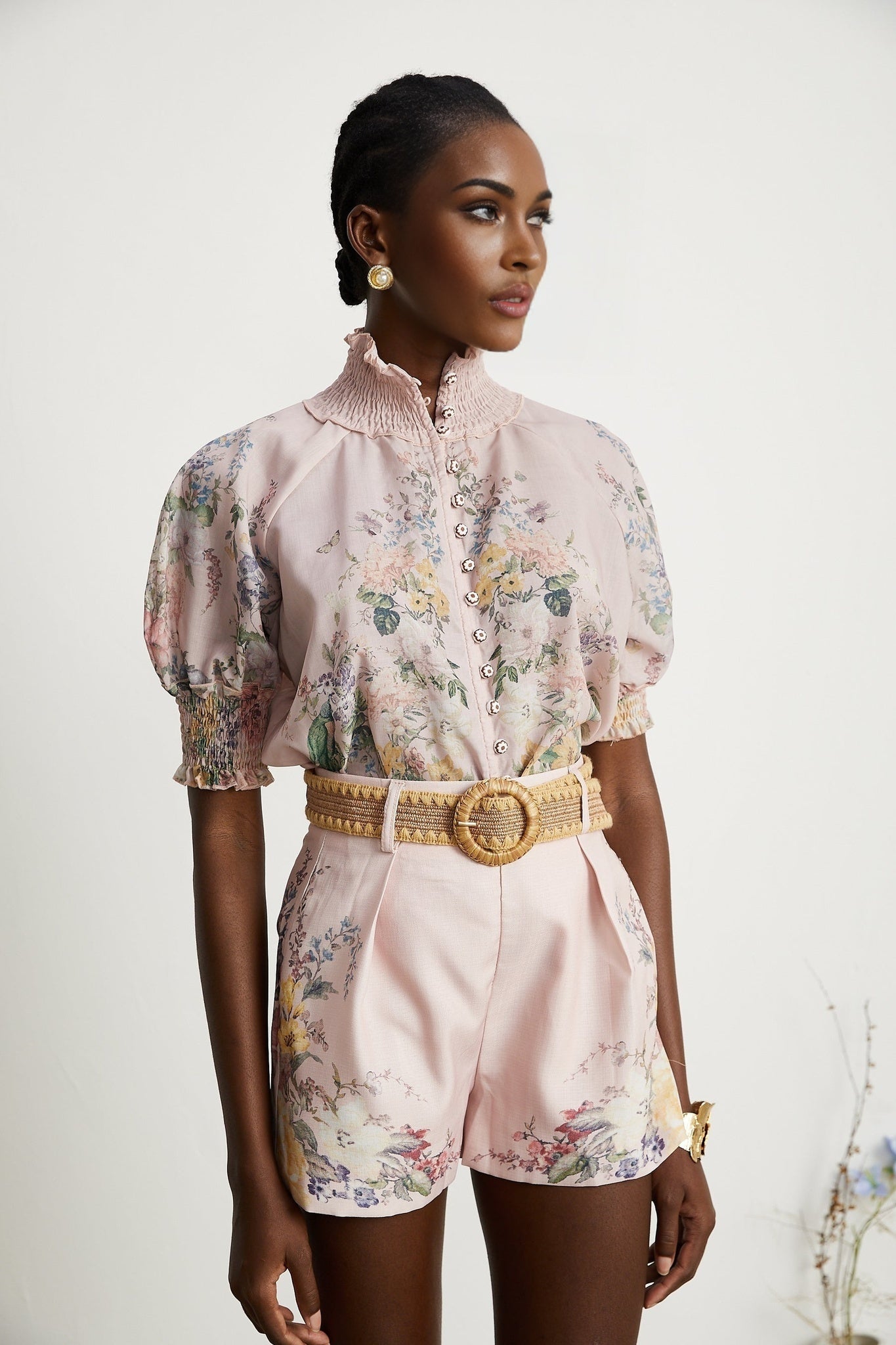 Janelle floralprint shirt shorts matching set