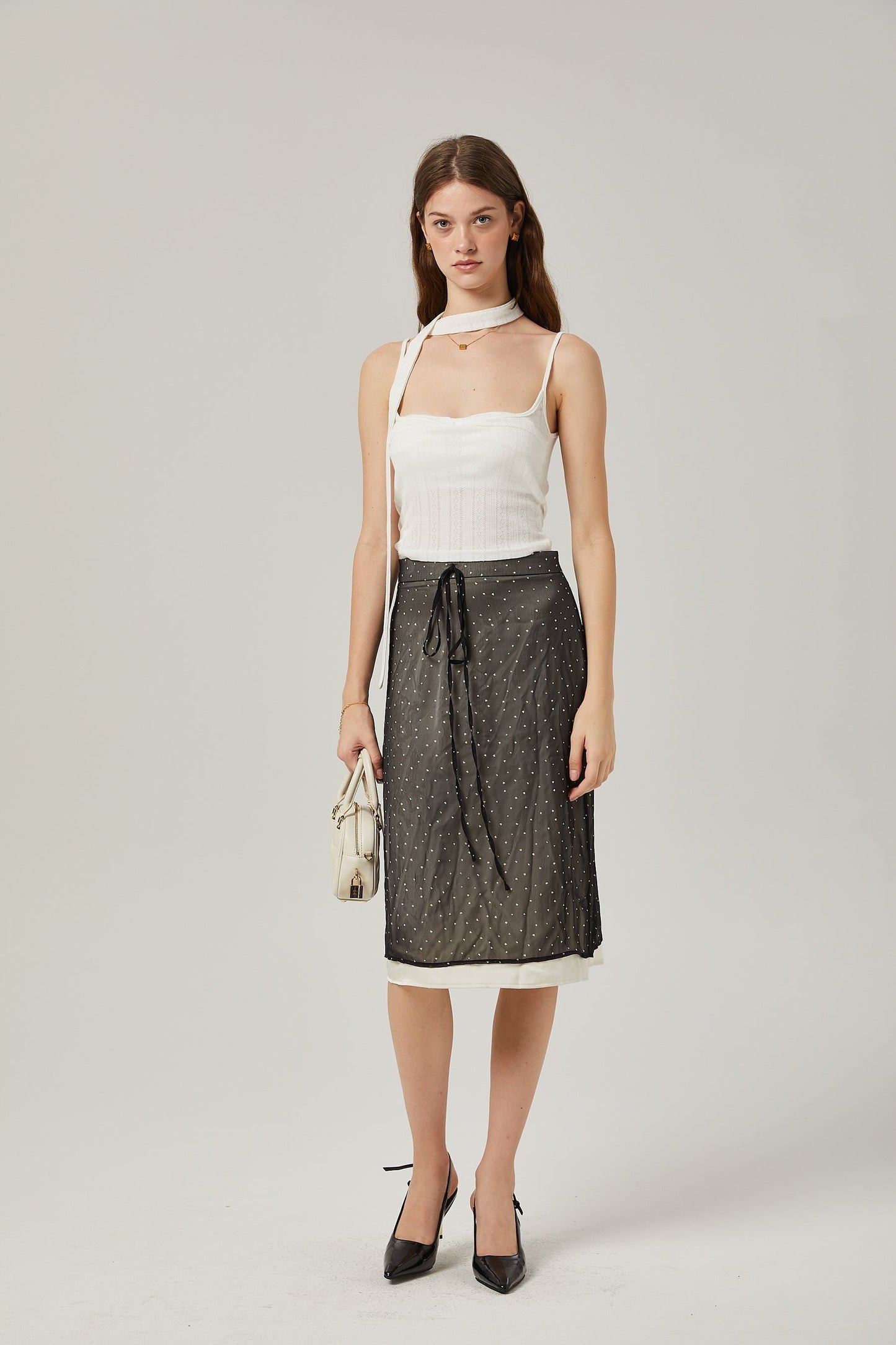 Gisèle tiewaisted polkadot print skirt