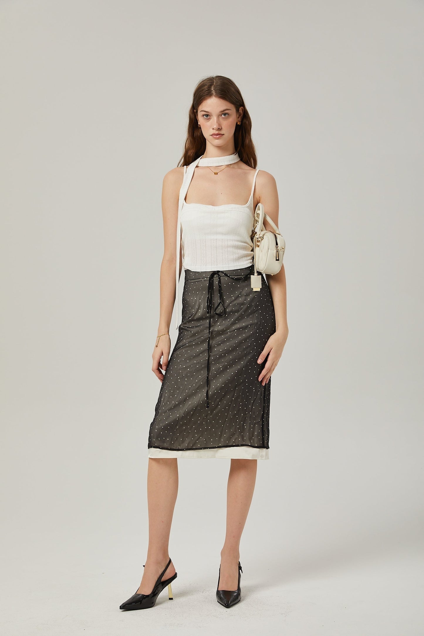 Gisèle tiewaisted polkadot print skirt