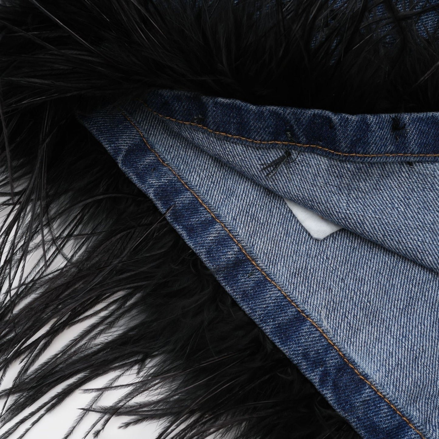 Milia feather denim top skirt matching set