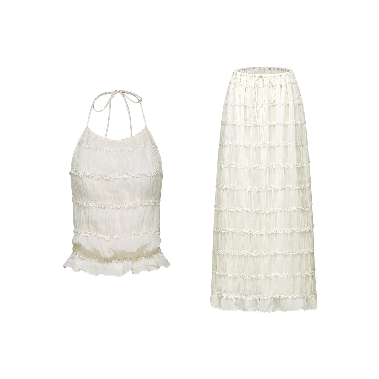 Alyssa pleated top skirt matching set