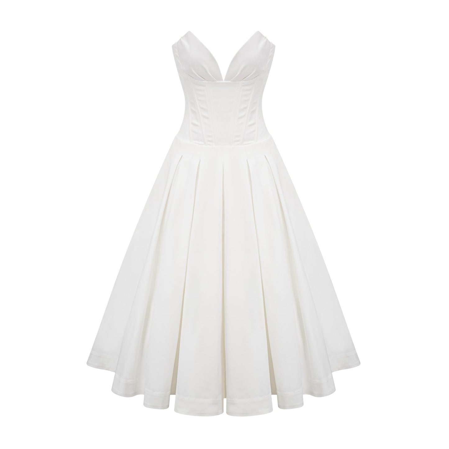 Katherine offshoulder corset midi dress in White