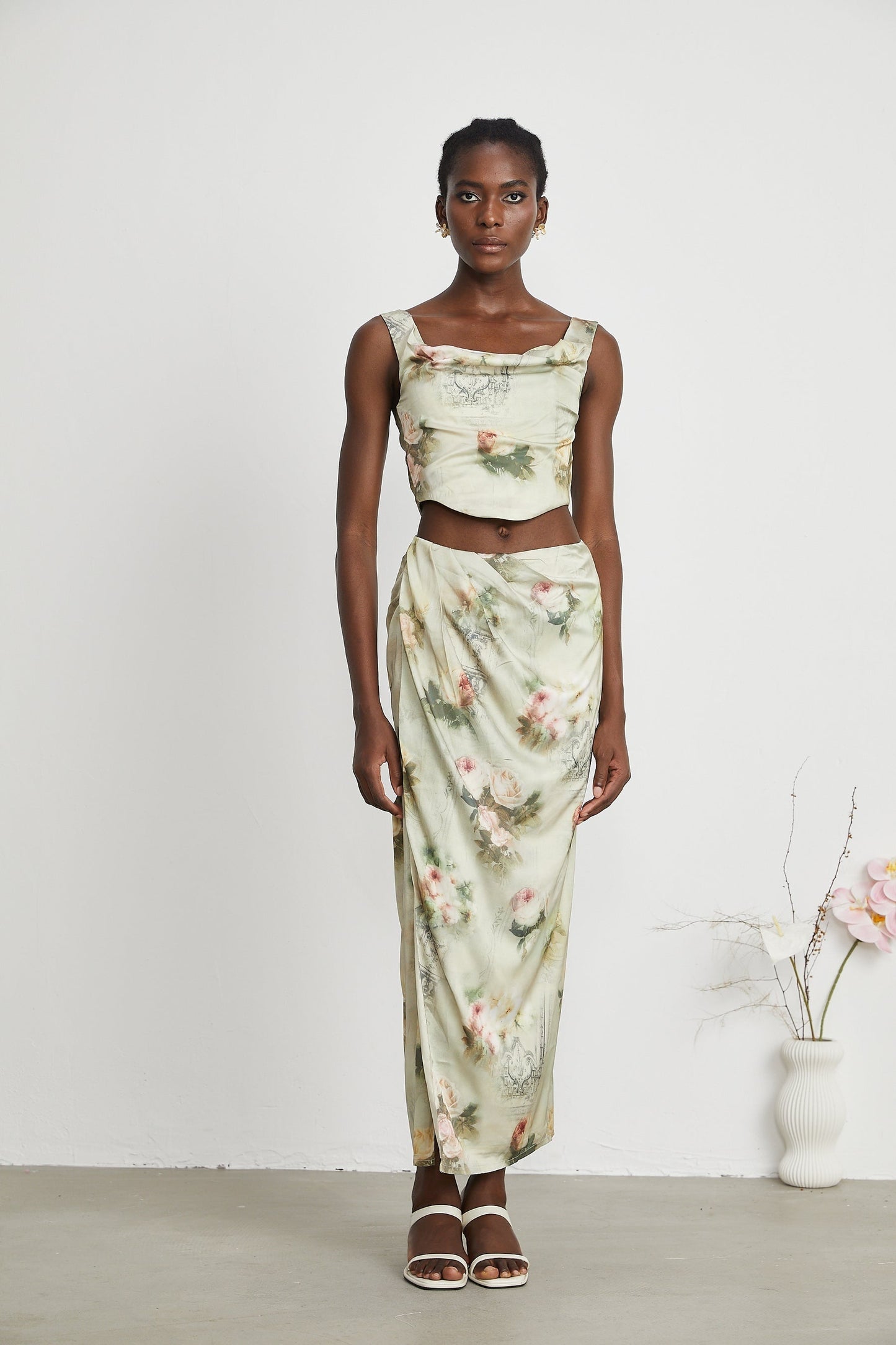 Viviane floralprint top skirt matching set