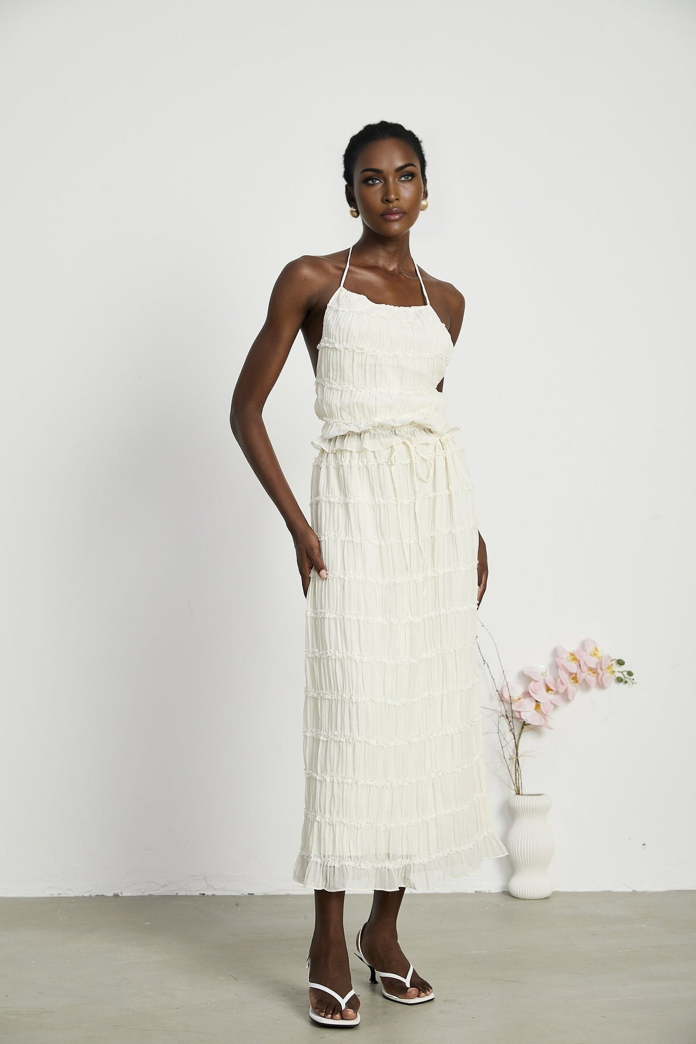 Alyssa pleated top skirt matching set