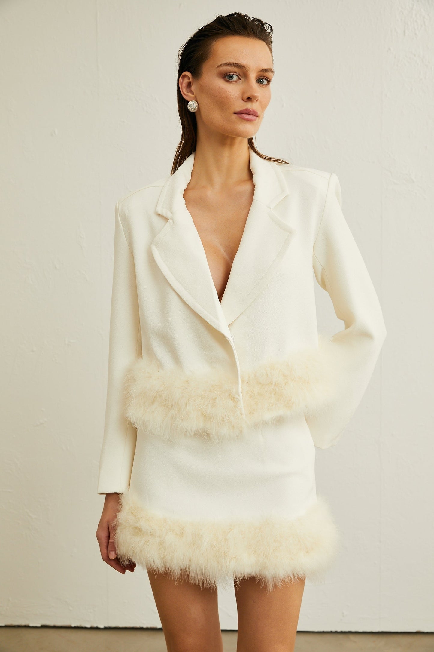 Valérie featherhem blazer skirt matching set