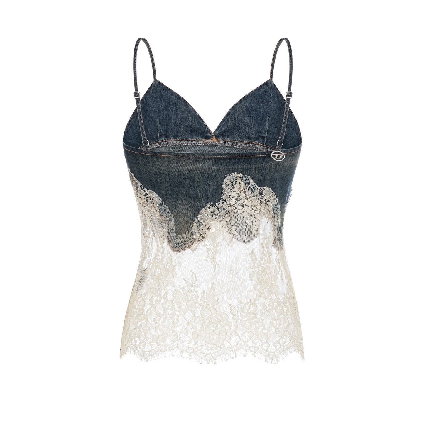 Sylvie lacedetail denim top shorts matching set