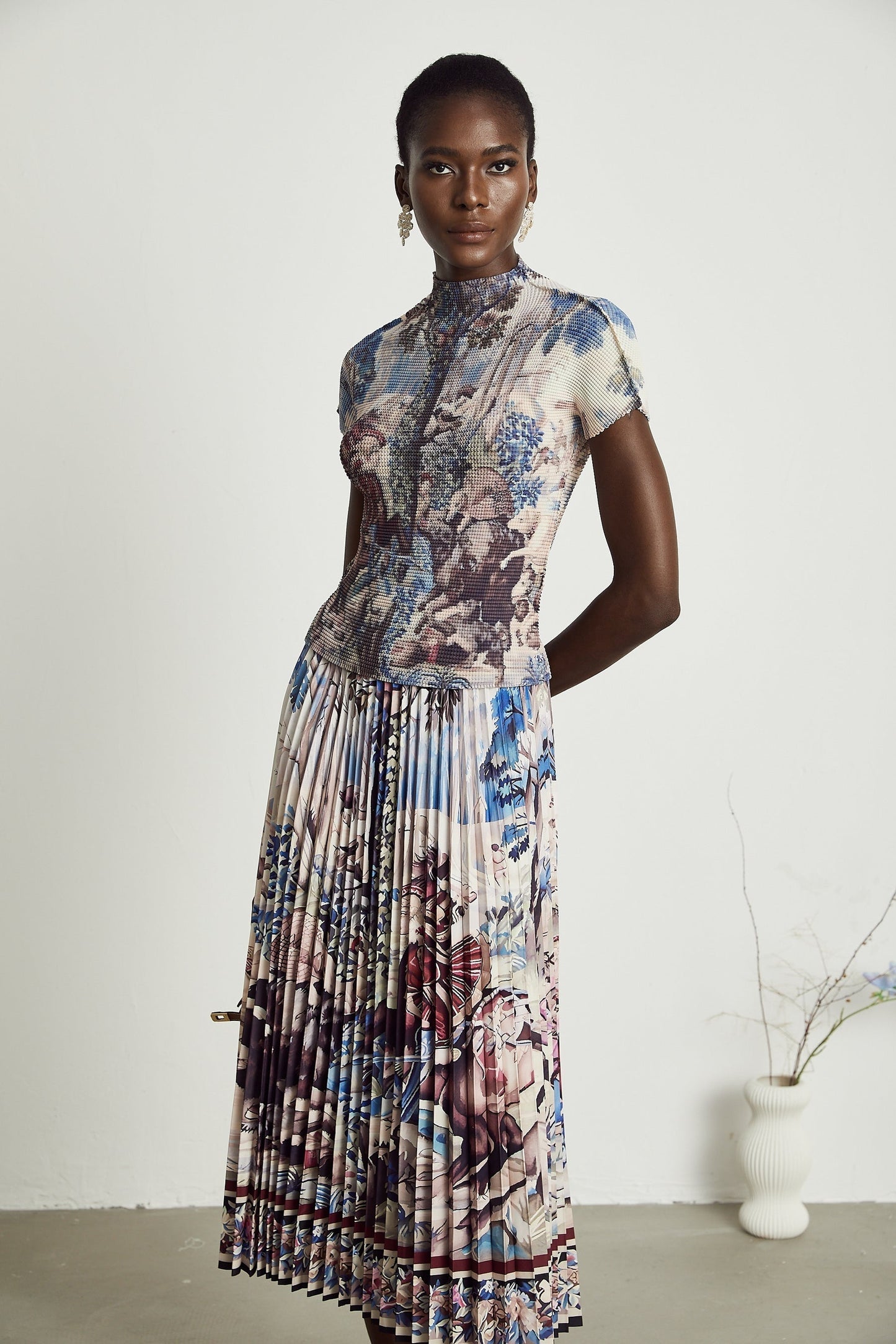 Blanche floralprint pleated top skirt matching set