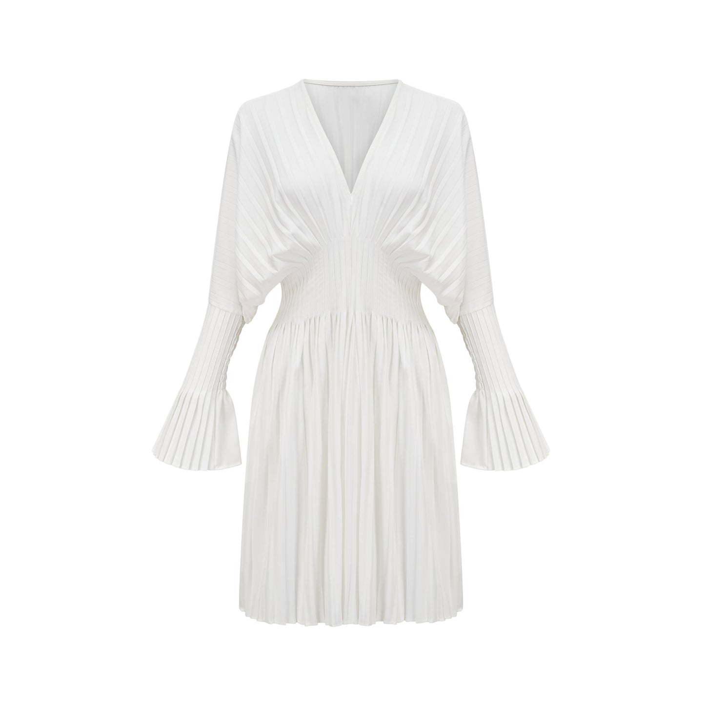 Claudette Vneck pleated mini dress