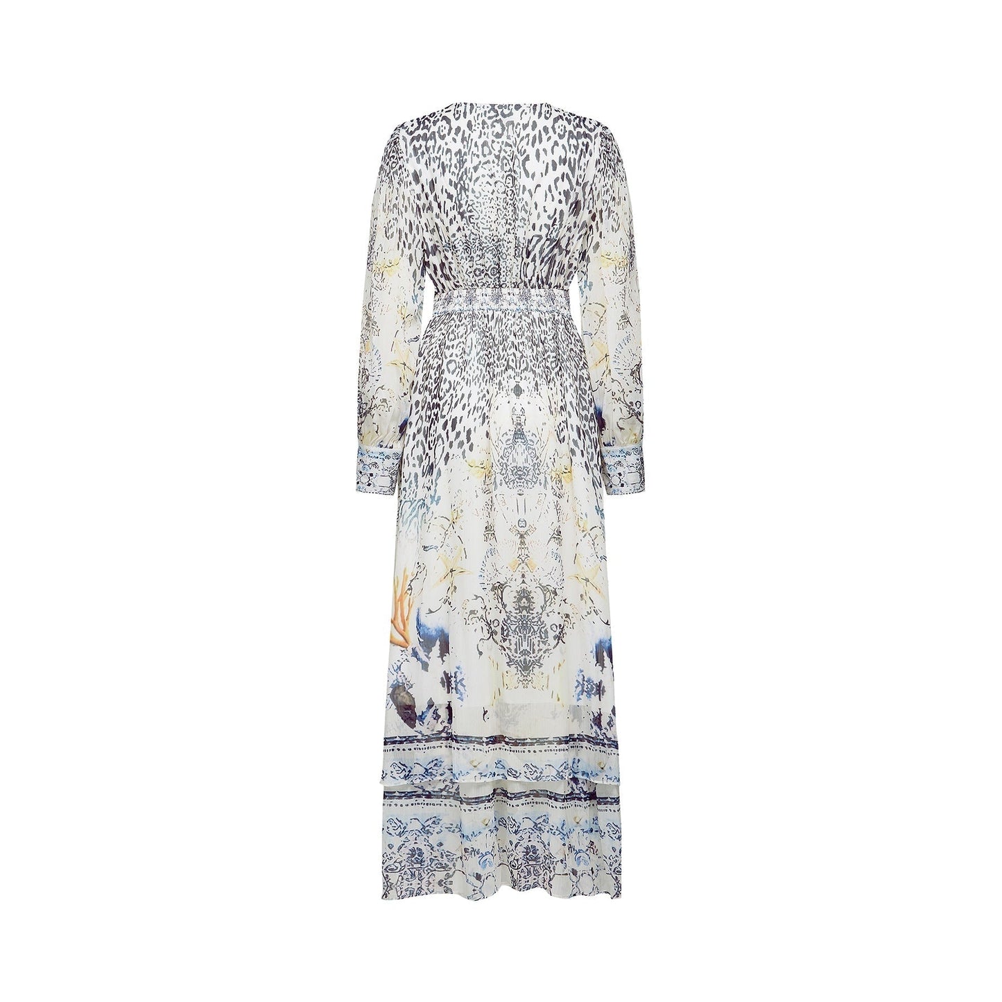 Elida buttonfront ruffled maxi dress