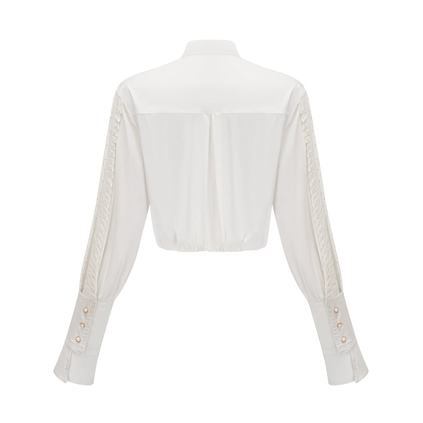 Céleste white pleated scarfcollar shirt