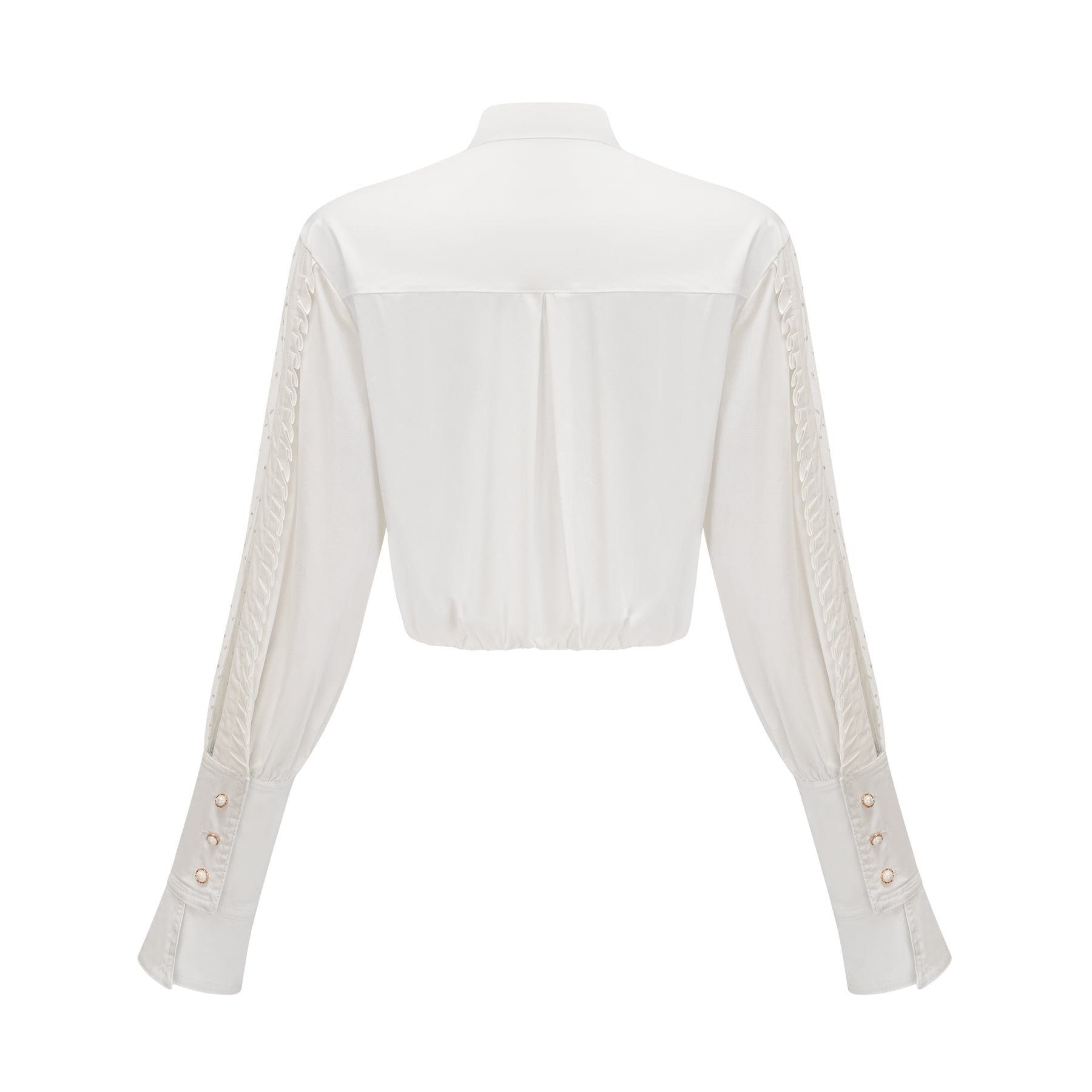 Céleste white pleated scarfcollar shirt